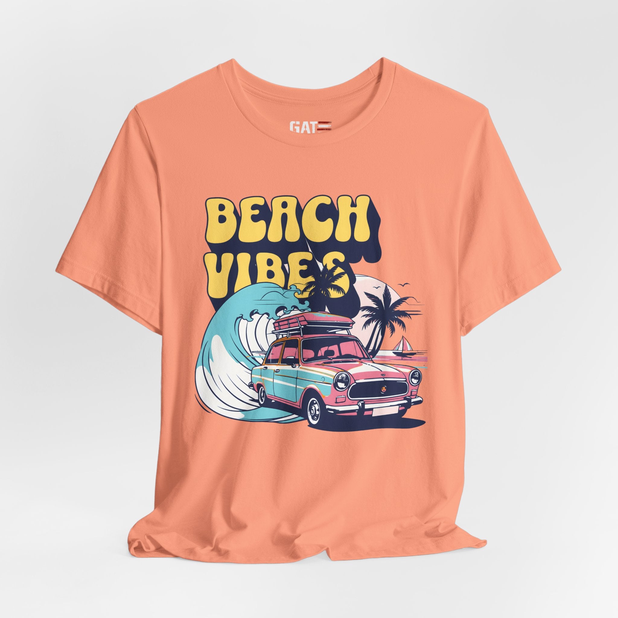 Beach Vibes Shirt, Retro Beach Tee, Vintage Summer Shirt, Coastal Vacation T Shirt, Surf Car Graphic Tee, Groovy Beach Lover Gift
