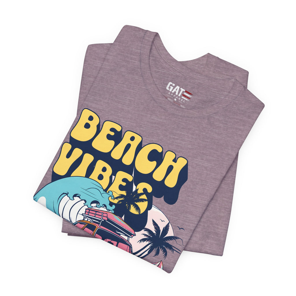 Beach Vibes Shirt, Retro Beach Tee, Vintage Summer Shirt, Coastal Vacation T Shirt, Surf Car Graphic Tee, Groovy Beach Lover Gift