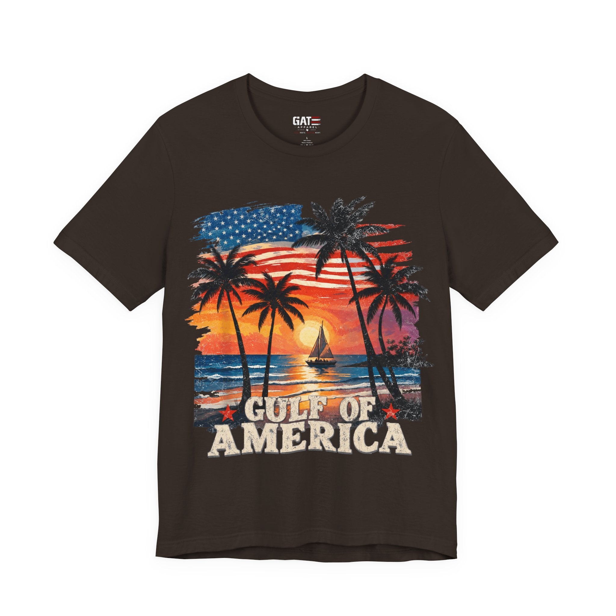 Gulf of America Sunset T-Shirt — Patriotic Palm Beach Tee