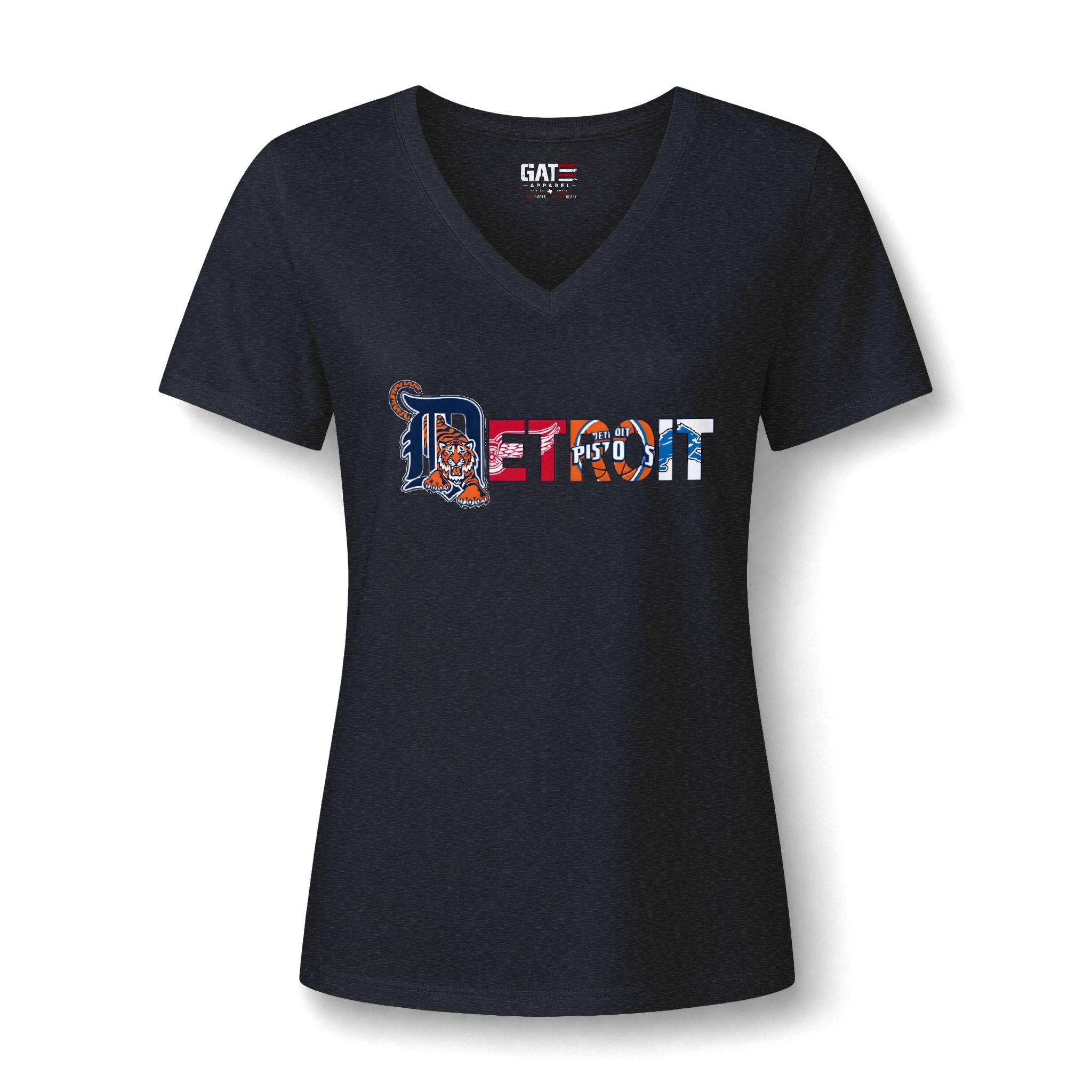 Detroit Sports Team Script V-Neck Tee