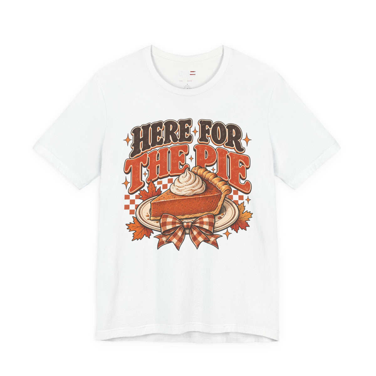 Here For The Pie T-Shirt — Retro Pumpkin Pie Thanksgiving Tee