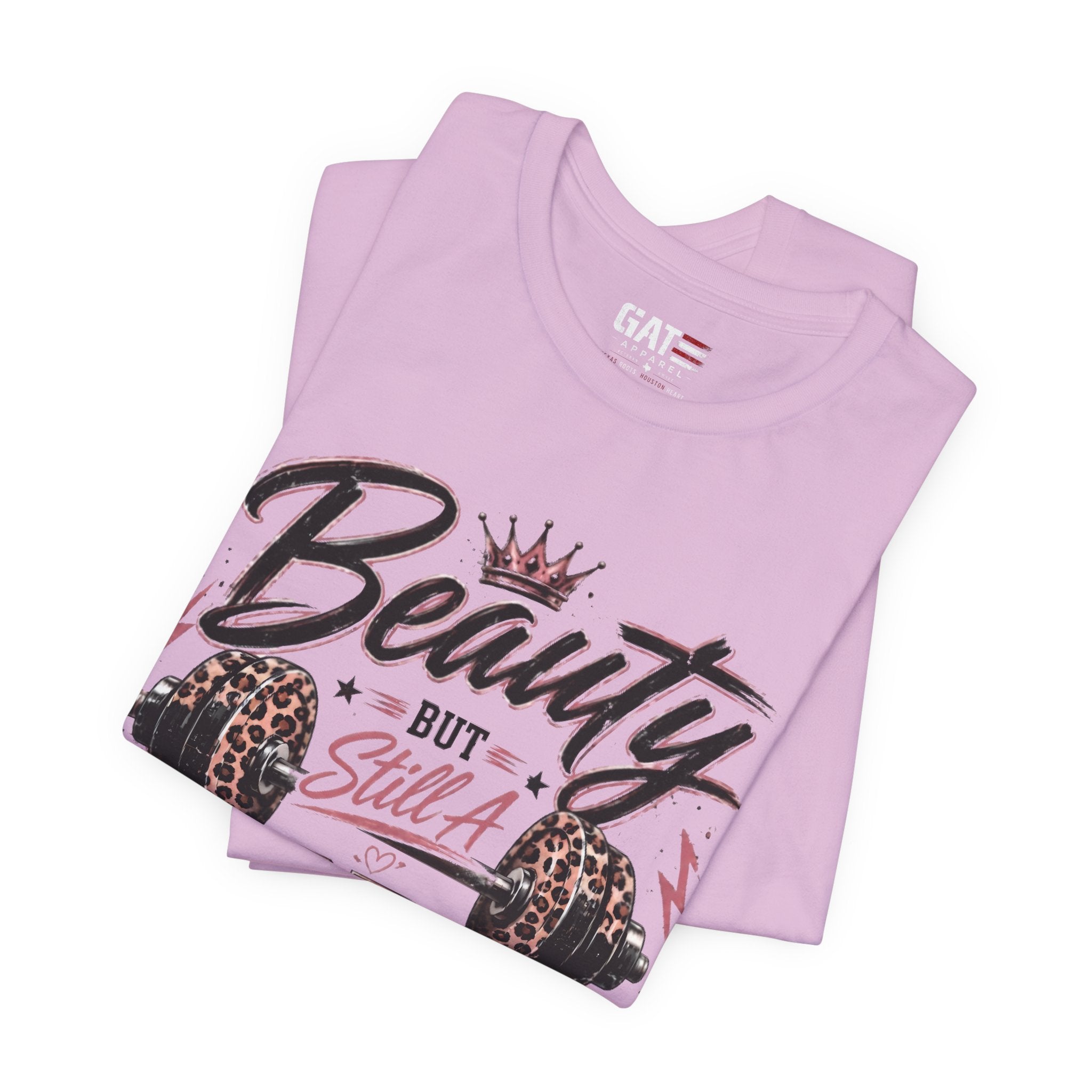 Beauty But Still A Beast Shirt, Women's Gym Shirt, Leopard Print Workout Tee, Fitness Shirt for Her