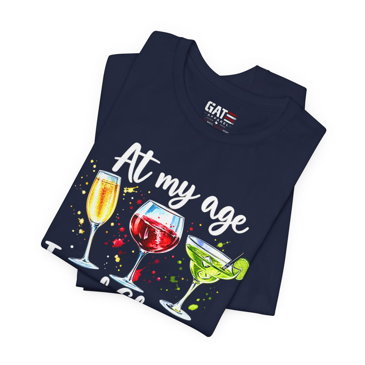 At My Age I Need Glasses humorous cocktail glasses graphic T-shirt - product image 26