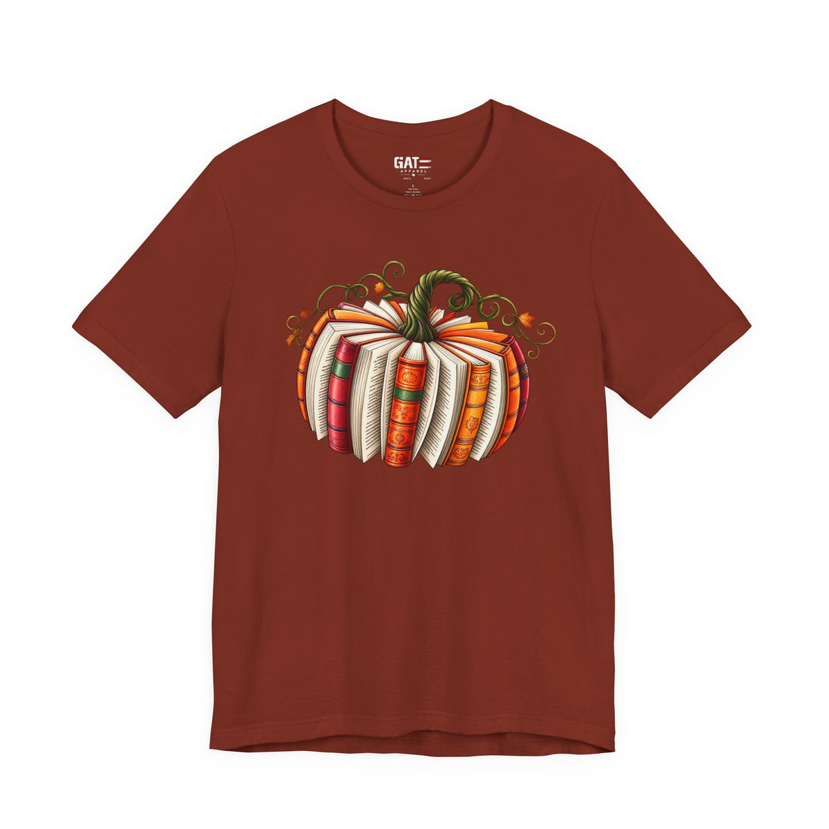 Fall Book Lover Shirt – Pumpkin Books Graphic Tee – product photo