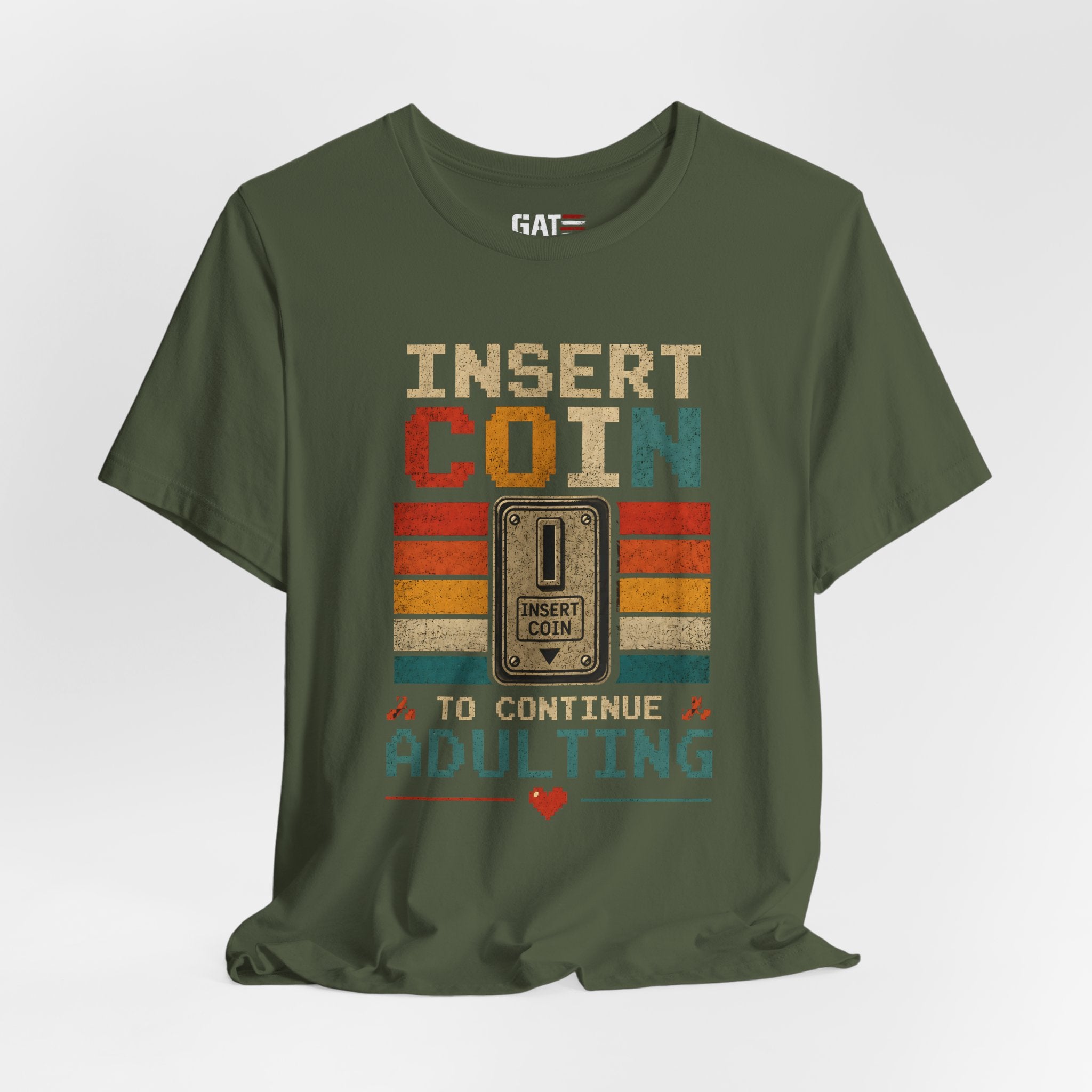 Insert Coin to Continue Adulting Shirt, Retro Gamer T-Shirt, Funny Gaming Tee, Video Game Gift for Gamers, Nerd Gift