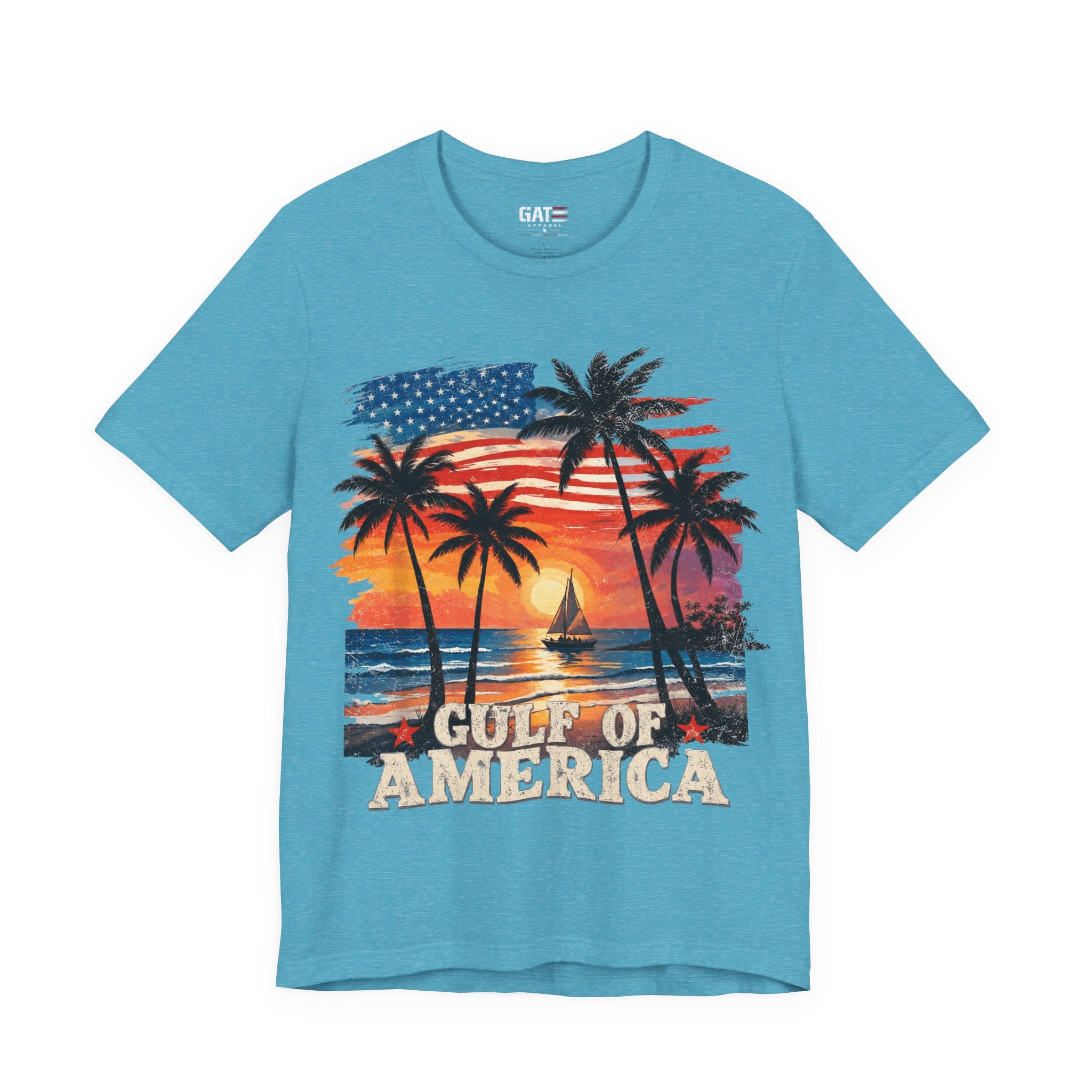 Gulf of America Sunset T-Shirt — Patriotic Palm Beach Tee