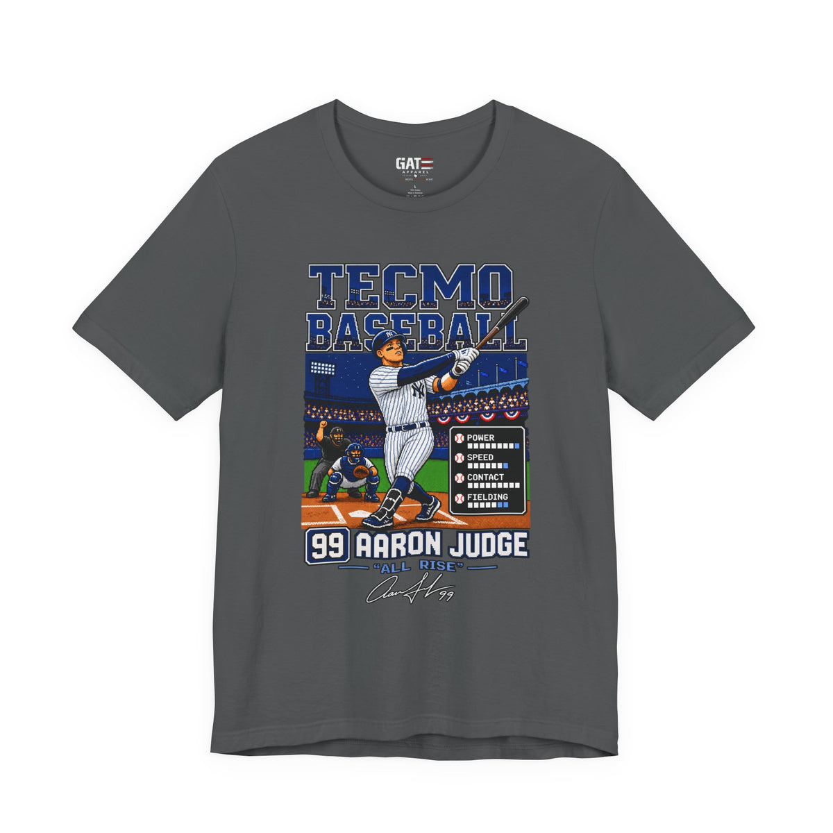 Tecmo Baseball Aaron Judge Tee — Retro Video Game Baseball T-Shirt