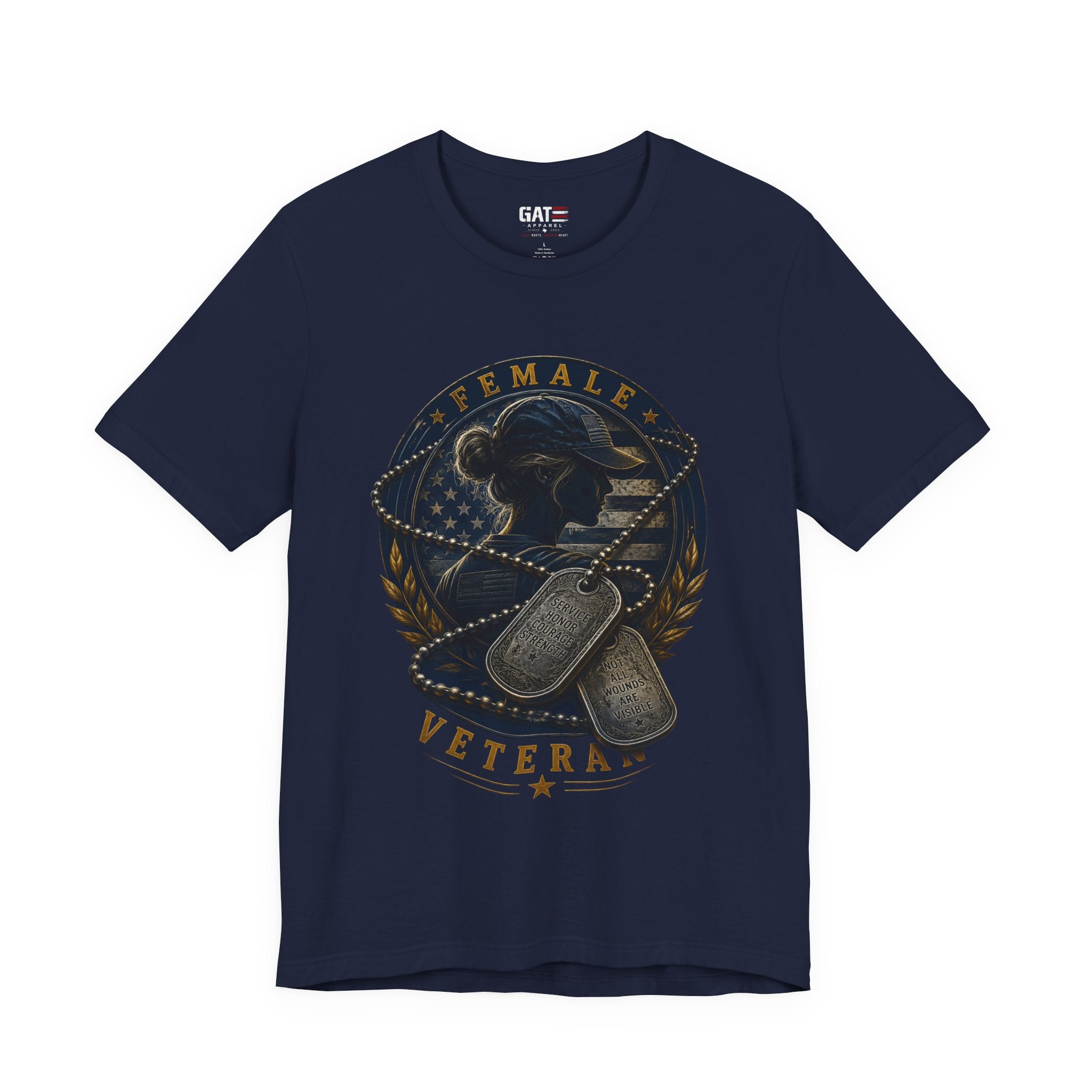 Female Veteran Shirt Patriotic Military Tee Dog Tag Shirt for Women Army Navy Marine Air Force Veteran Gift American Flag Shirt