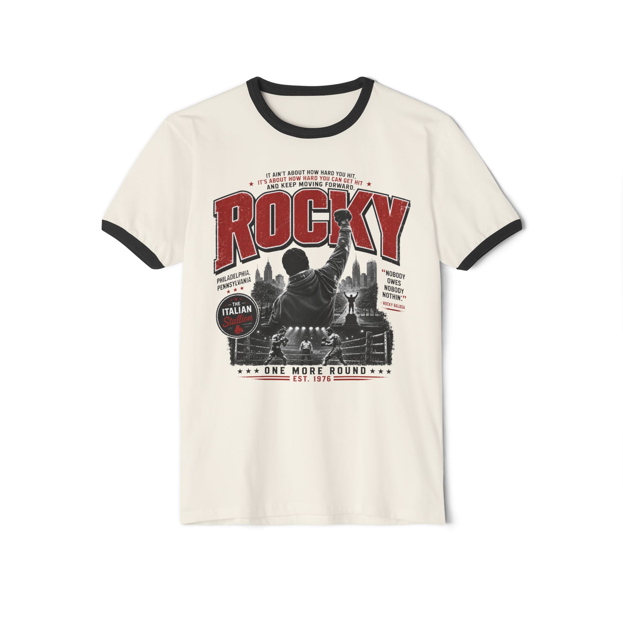 Rocky Vintage Ringer T-Shirt – One More Round Retro Boxing Tee