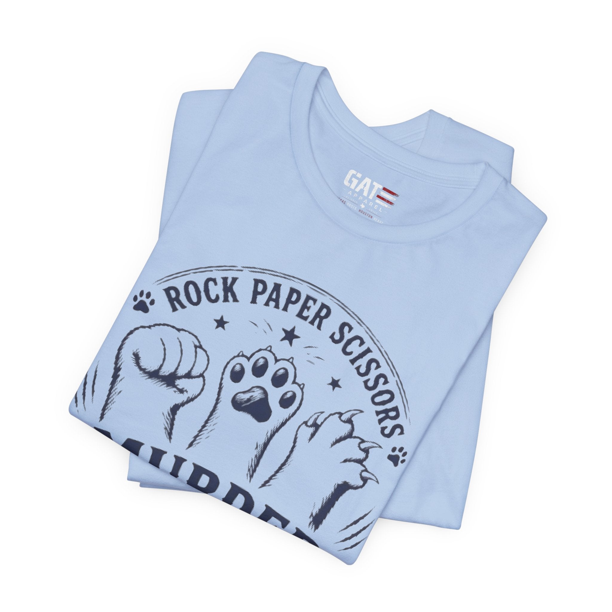 Rock Paper Scissors Murder Mittens Shirt, Funny Cat Lover Tee, Cat Paw Graphic T-Shirt, Cute Cat Mom Gift, Murder Mittens