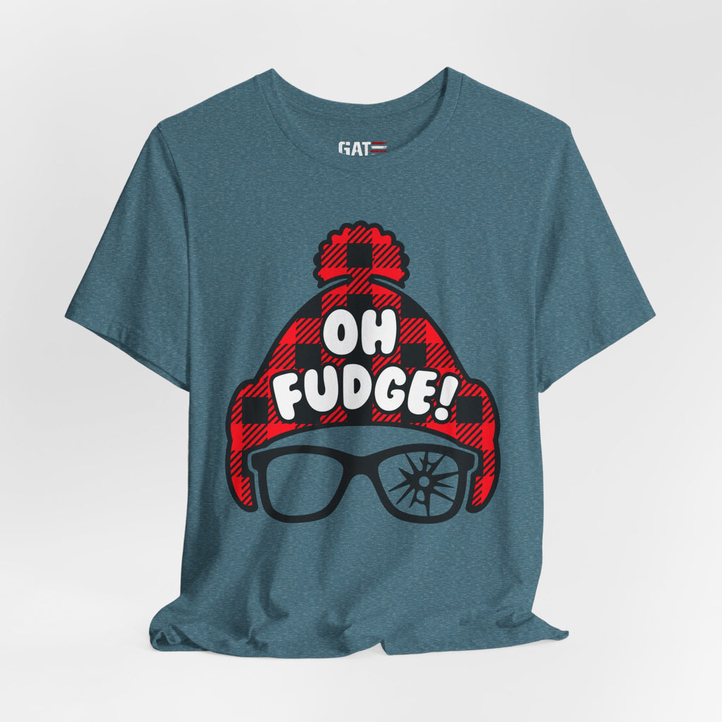 Oh Fudge! Plaid Beanie Graphic Tee — Funny Holiday Winter Shirt