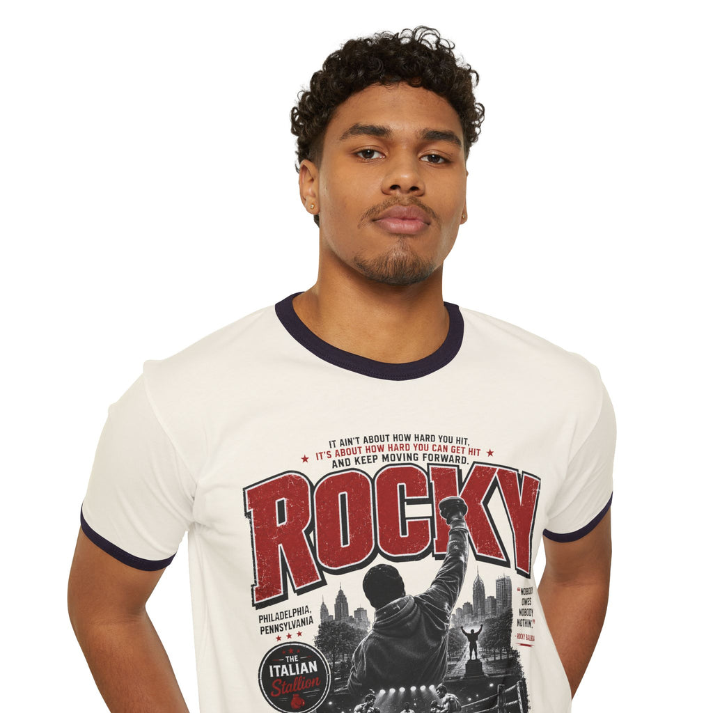 Rocky Vintage Ringer T-Shirt – One More Round Retro Boxing Tee