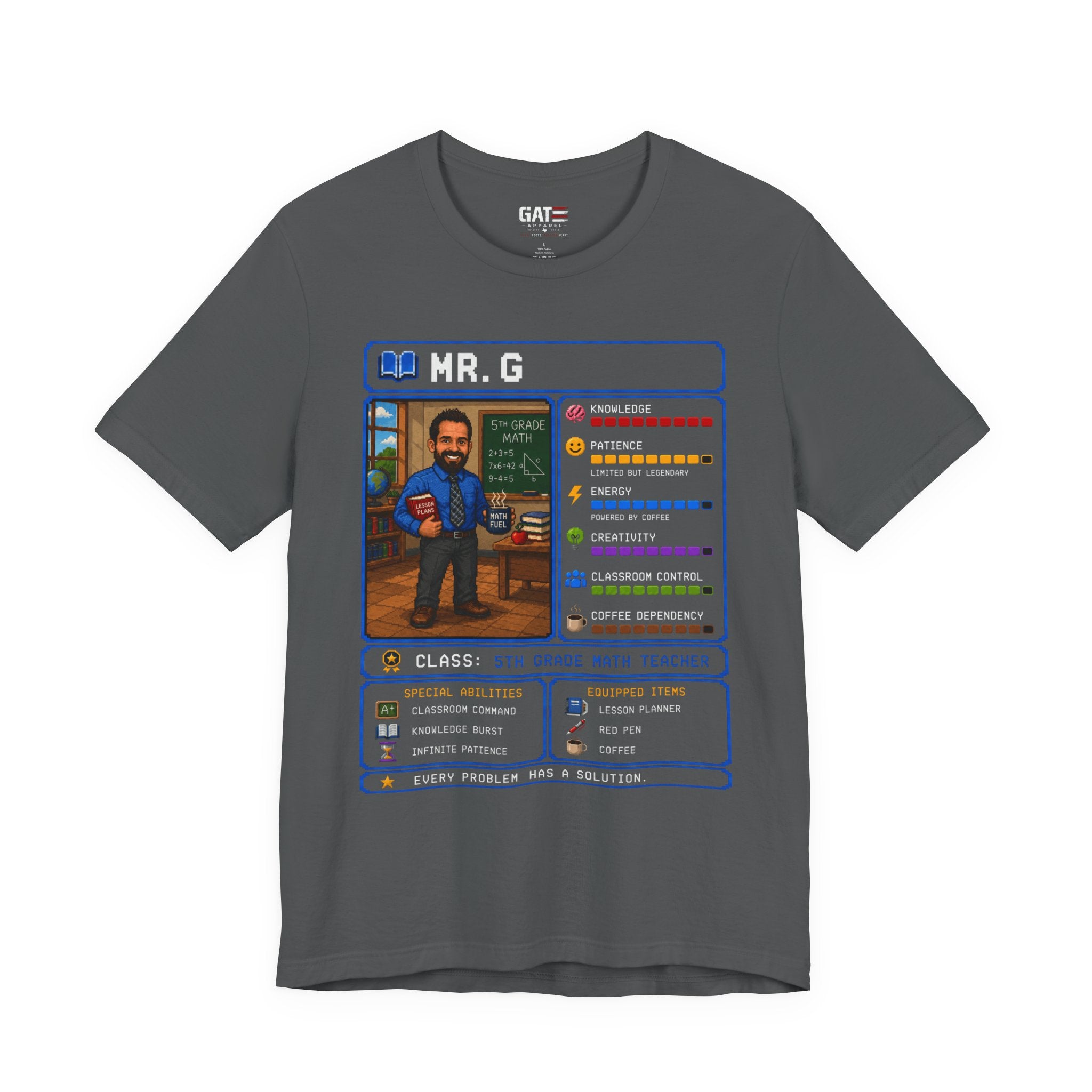 Custom Math Teacher RPG Character Shirt | Personalized Teacher Gift