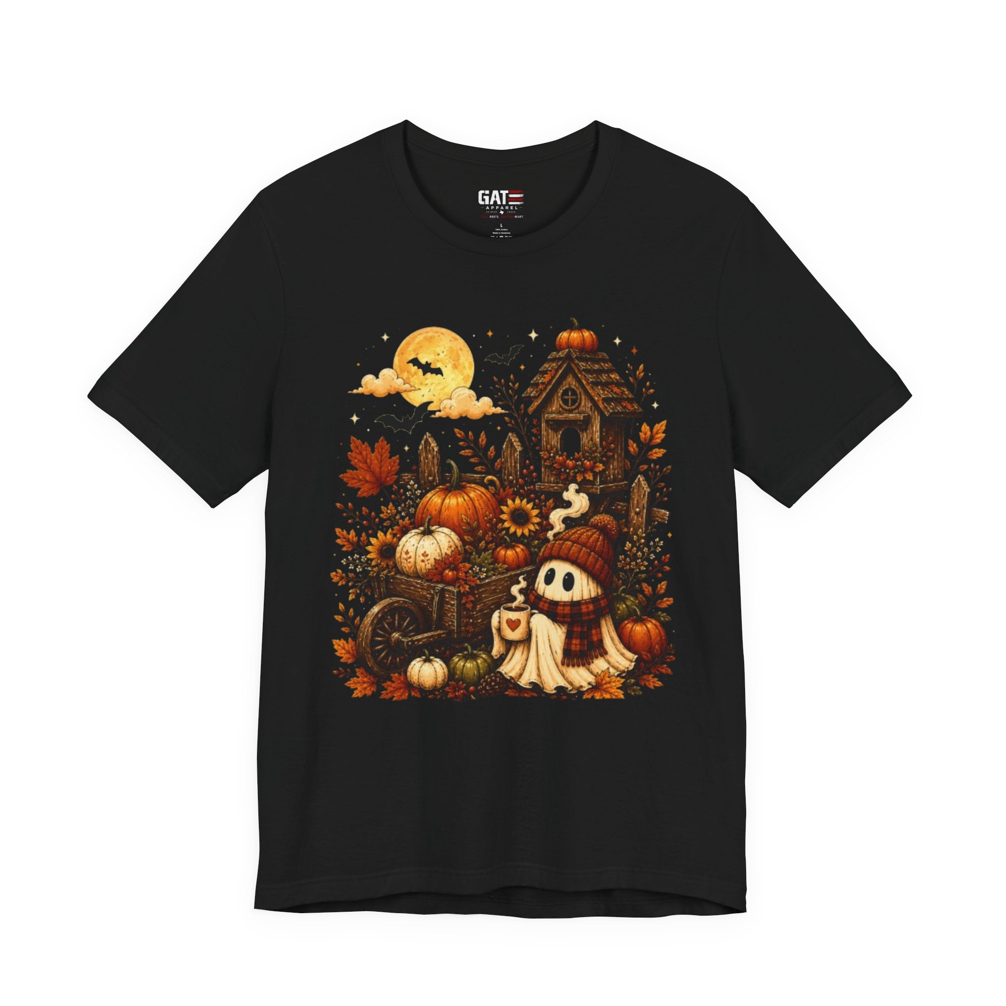 Halloween Pumpkin Patch Tee — Cute Ghost & Haunted House Fall Shirt