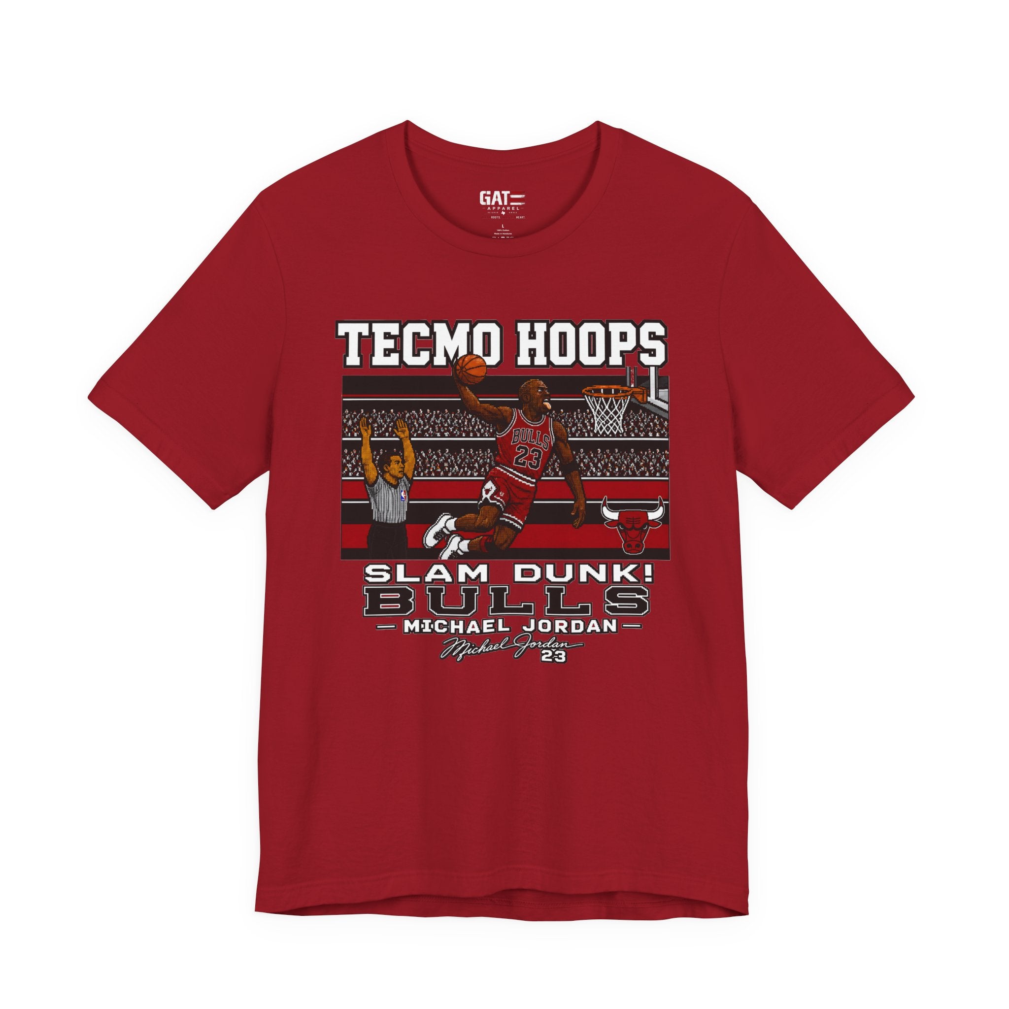 Tecmo Hoops Michael Jordan Slam Dunk Bulls T-Shirt | Retro Video Game Basketball