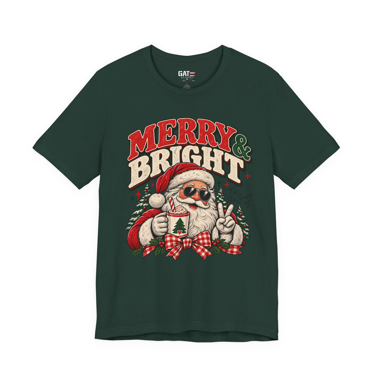 Merry & Bright Santa Shirt | Retro Christmas Graphic Tee