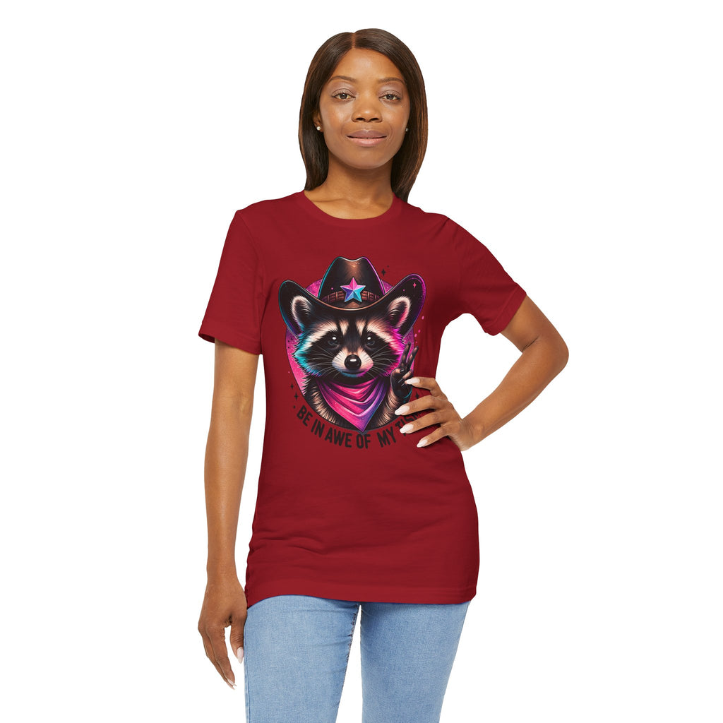 Raccoon Cowboy Graphic Tee – "Be in Awe of My Tism" Cute Western Animal T-Shirt