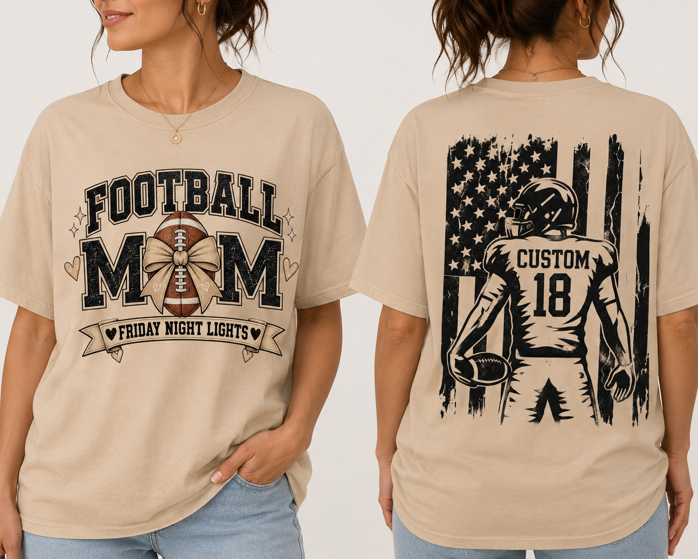 Football Mom Personalized Shirt Custom Player Name Number Game Day Tee