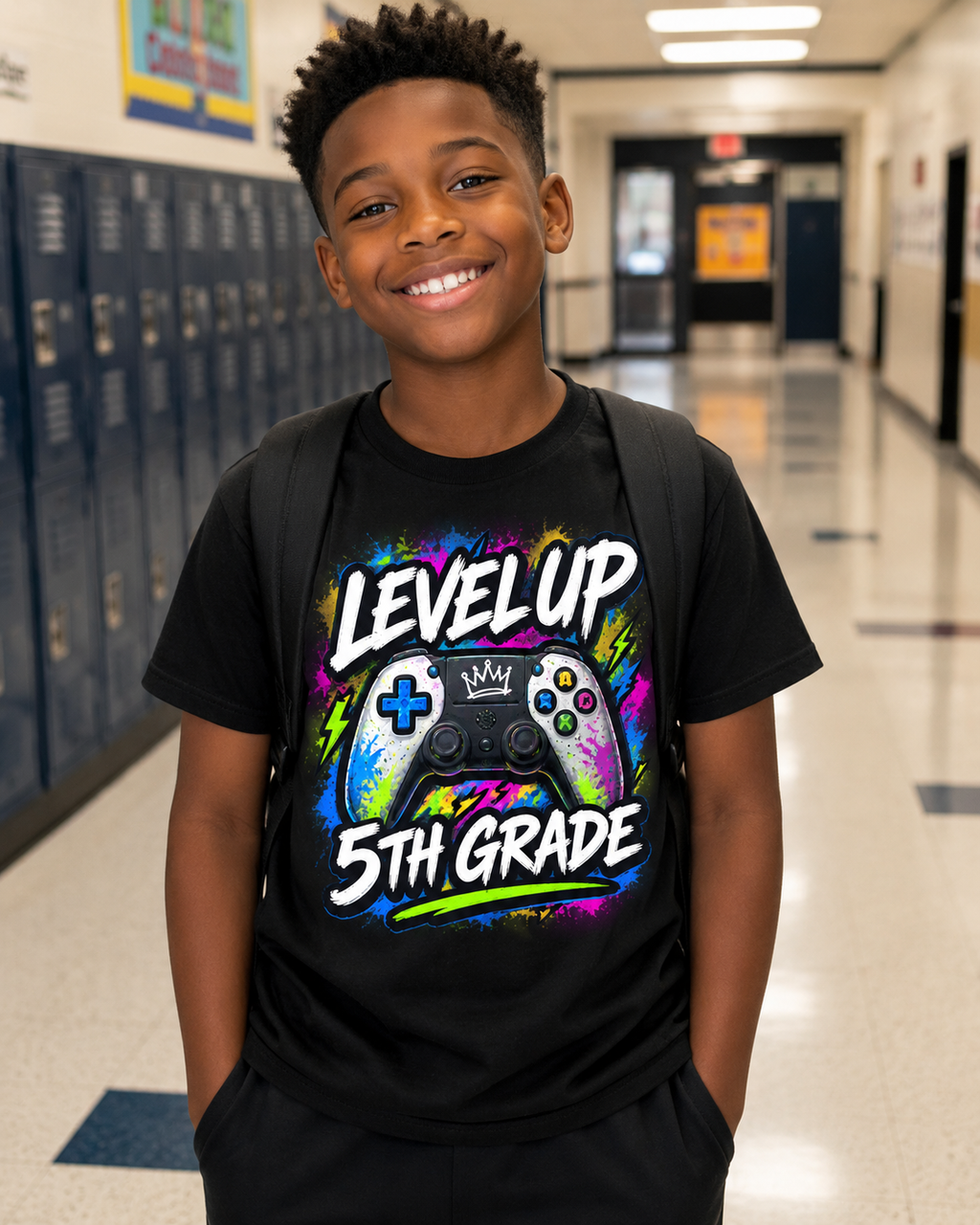 Personalized Grade Level Gamer Shirt – Level Up Kindergarten to 5th Grade Kids Tee