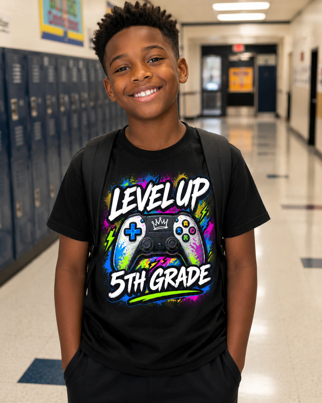 Personalized Grade Level Gamer Shirt – Level Up Kindergarten to 5th Grade Kids Tee