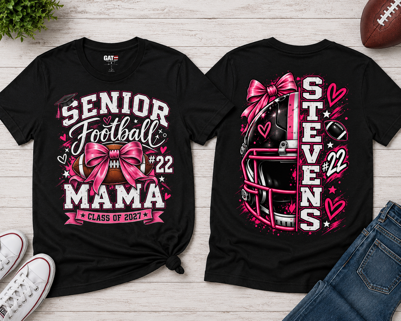 Football Mom Personalized Shirt Custom Player Name Number Helmet Game Day Tee