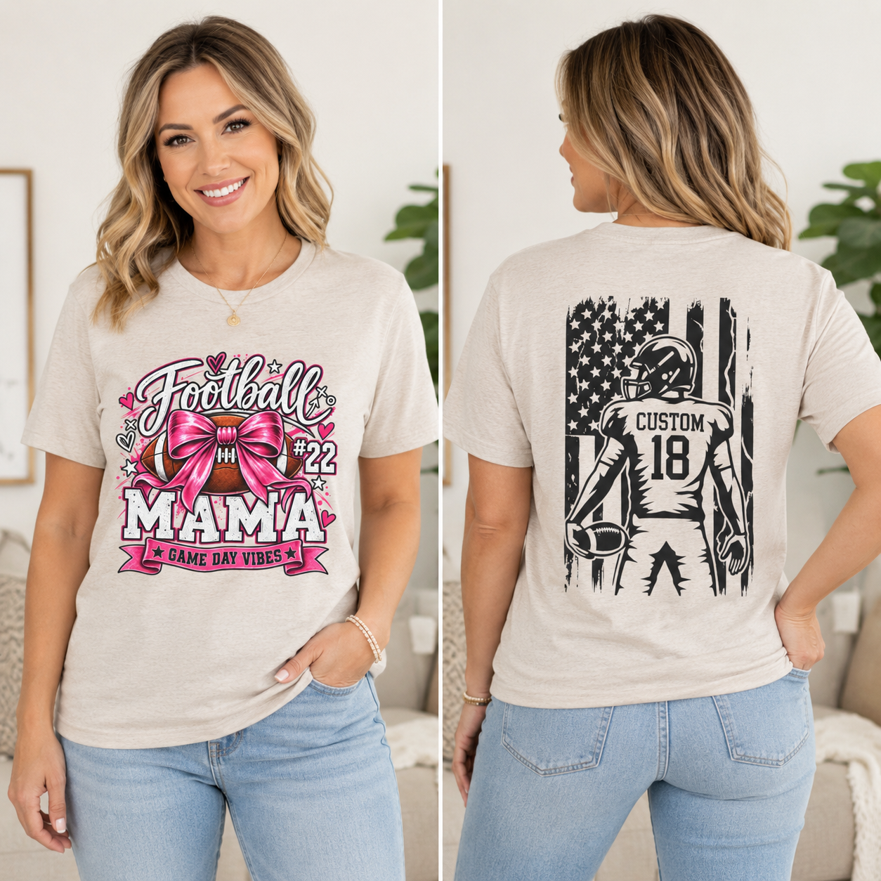 Football Mom Personalized Shirt Custom Player Name Number Player Game Day Tee
