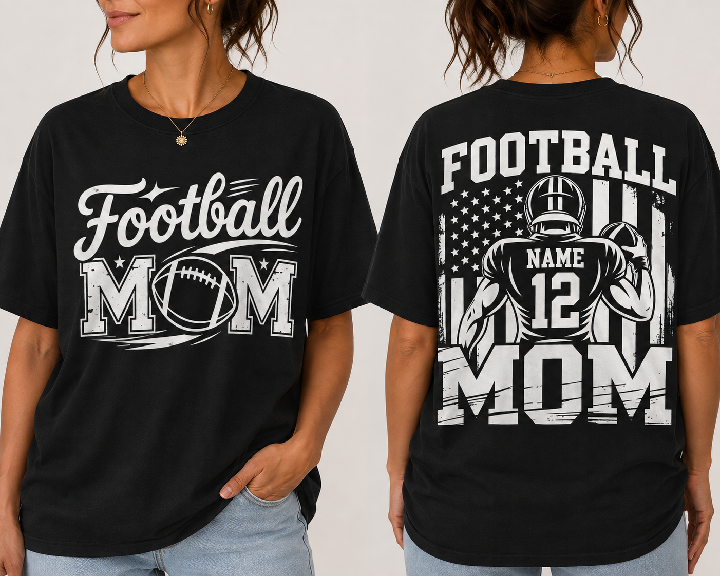 Football Mom Personalized Shirt Custom Player Name Number Game Day Tee
