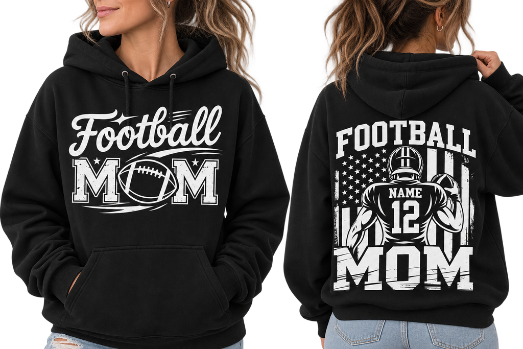 Football Mom Personalized Comfort Hoodie Custom Player Name Number Game Day Tee
