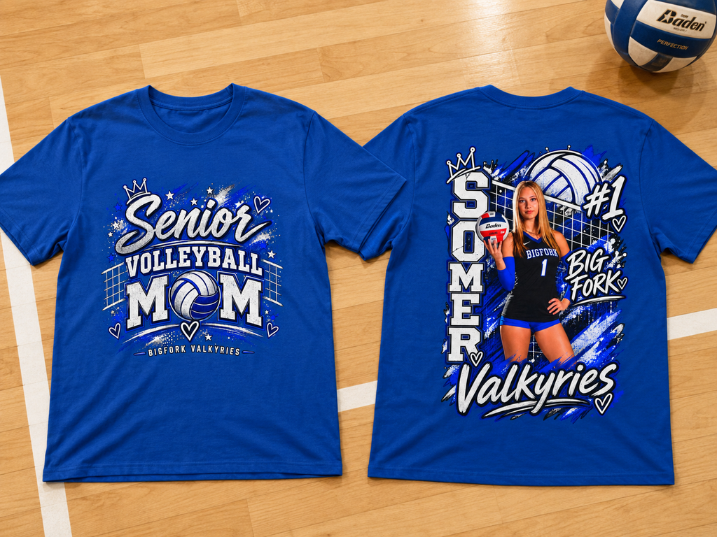 Volleyball Mom Senior Player Photo Tee — Custom Photo Team Name and Number