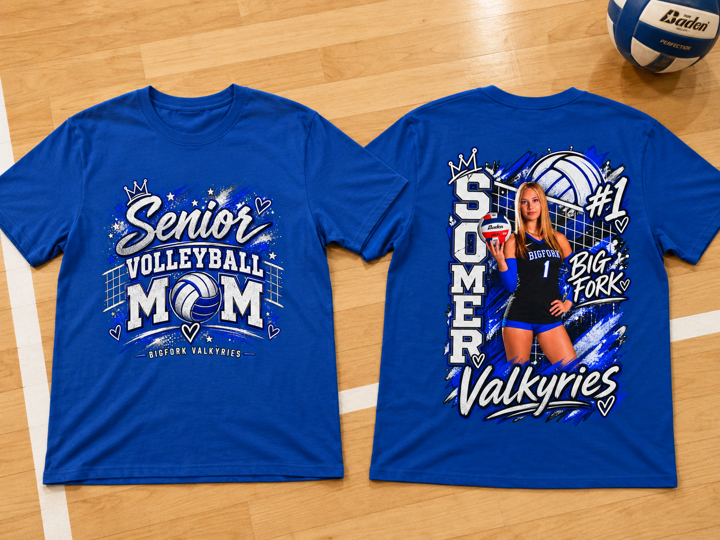 Volleyball Mom Senior Player Photo Tee — Custom Photo Team Name and Number