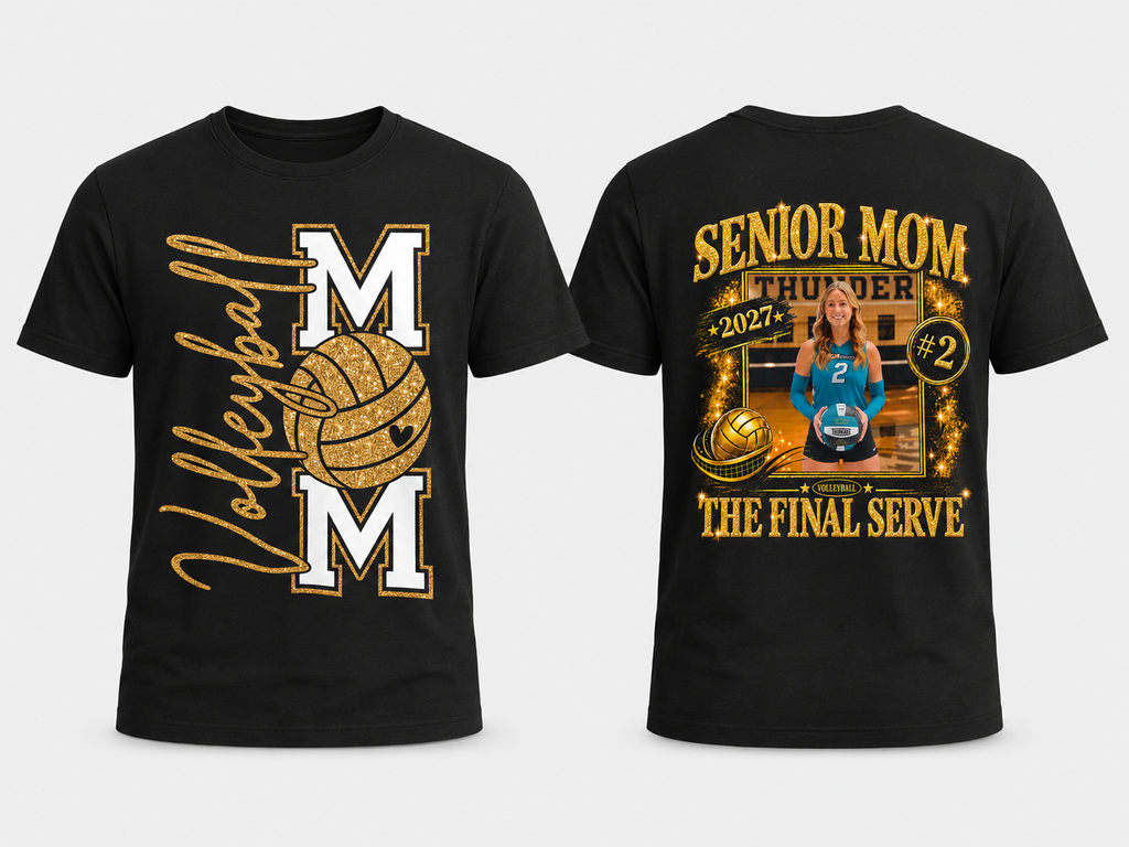 Volleyball Mom T‑Shirt Premium Bella Canvas – "Senior Mom" The Final Serve (Custom Name & Number)