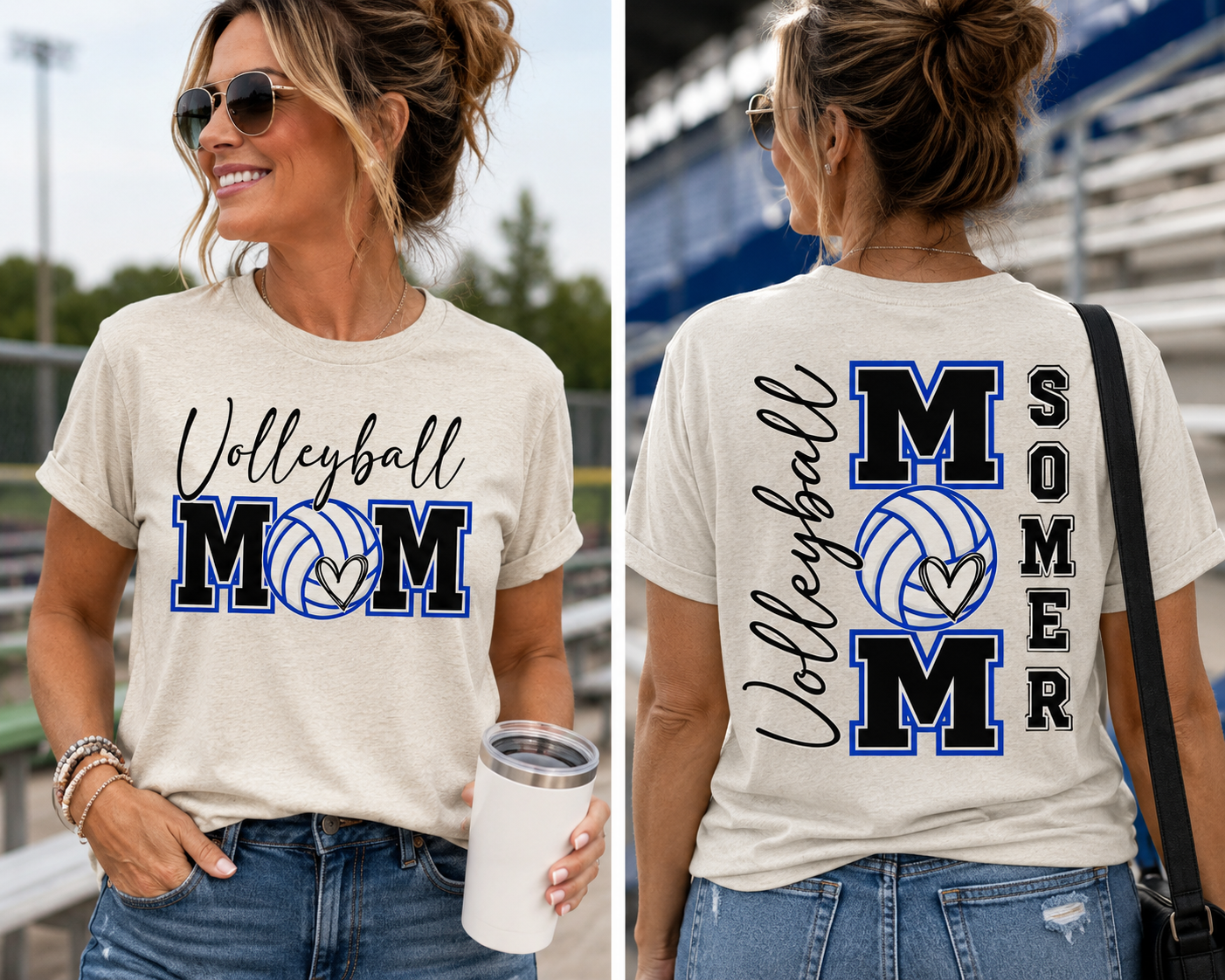 Volleyball Mom T‑Shirt – Custom Name