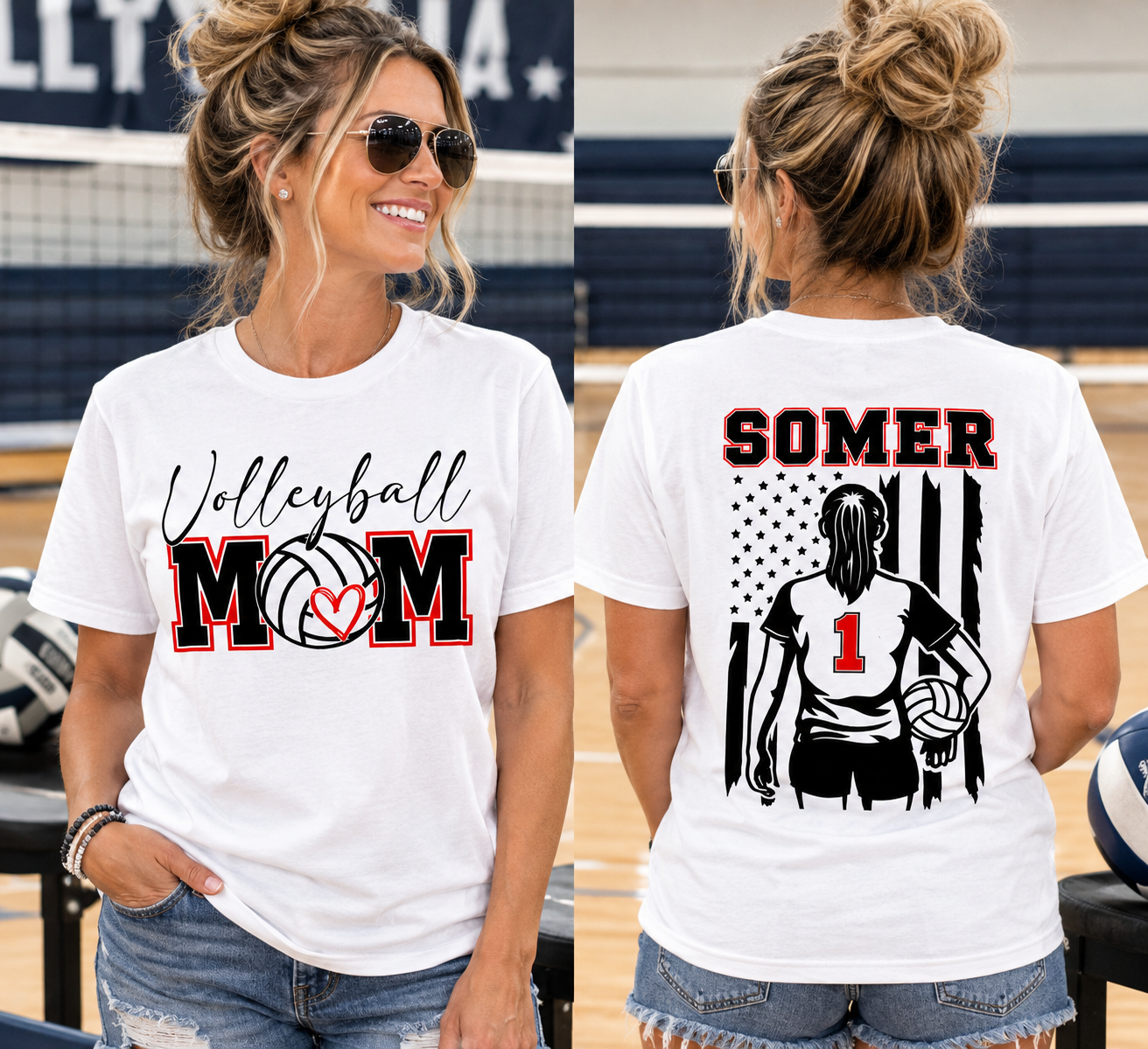 Volleyball Mom T‑Shirt – Custom Name