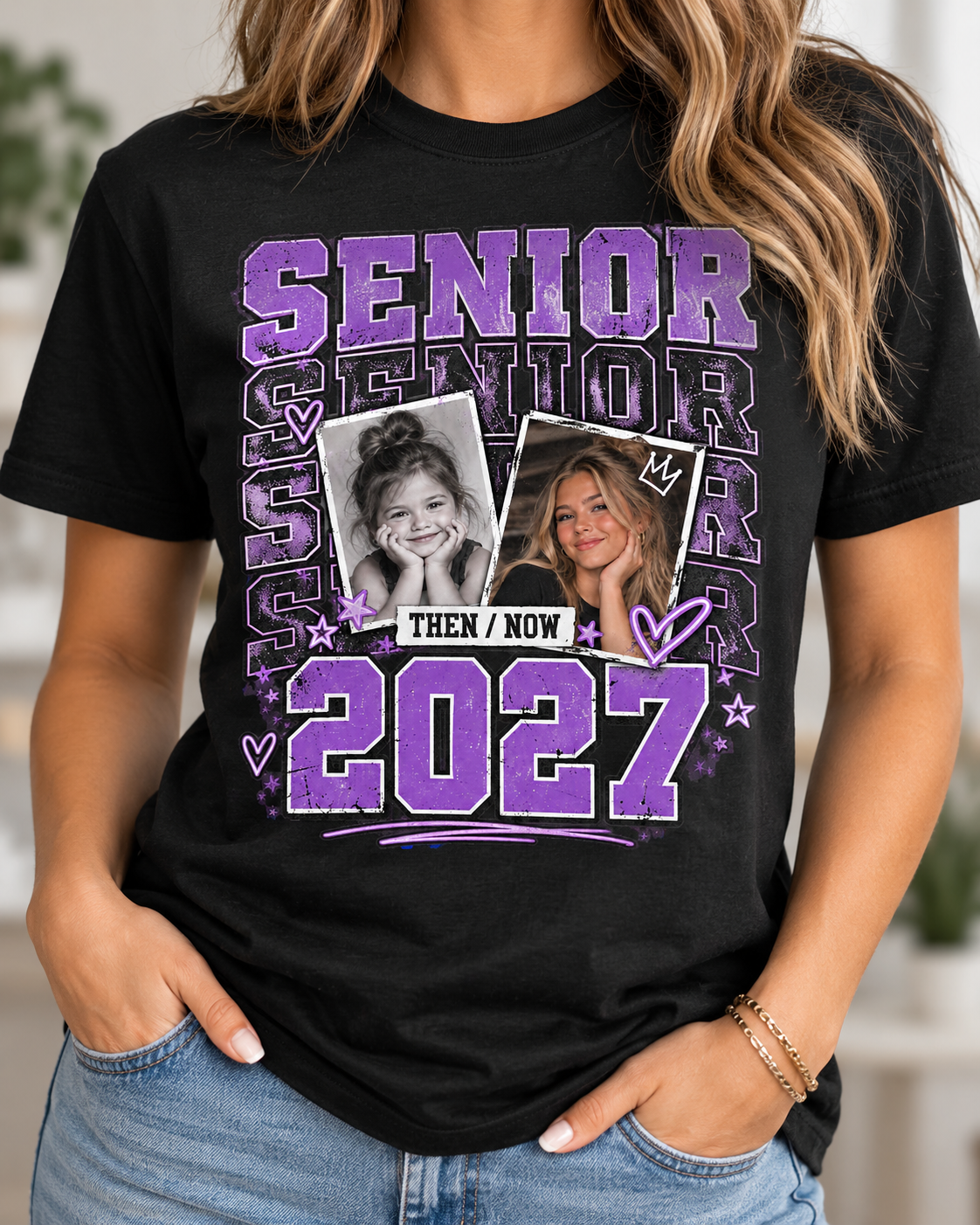 Senior 2027 Then & Now Yearbook Photo Shirt
