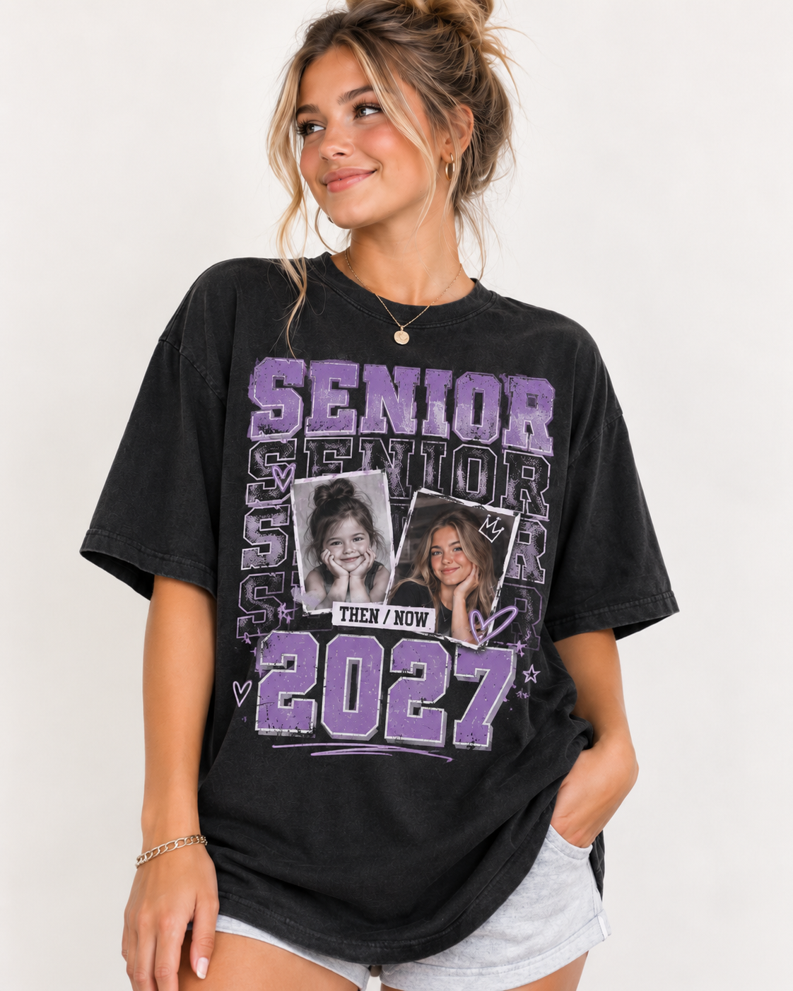 Senior 2027 Then & Now Yearbook Photo Shirt