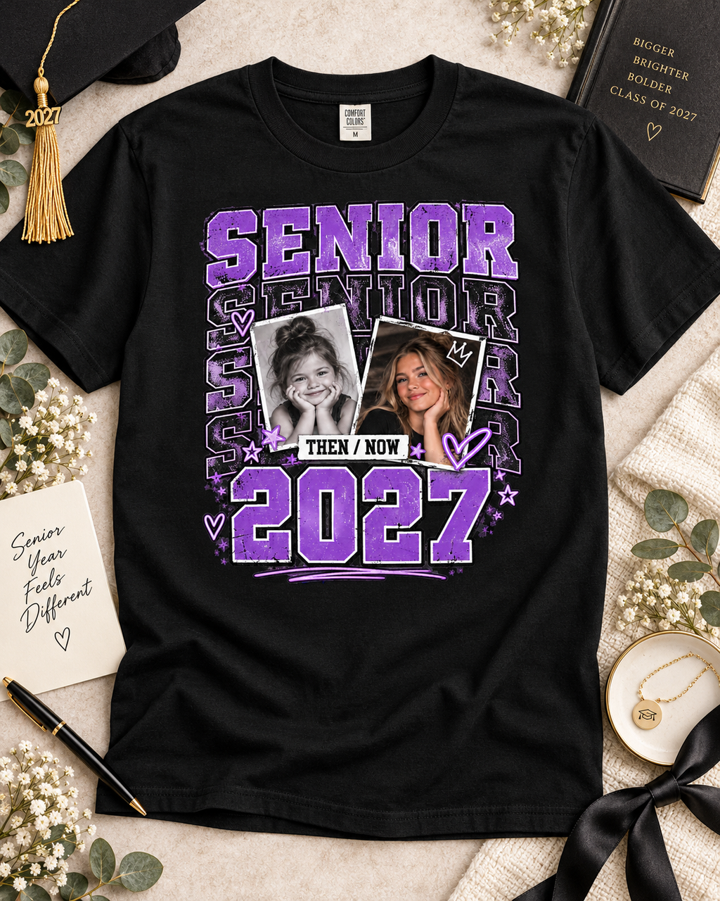 Senior 2027 Then & Now Yearbook Photo Shirt