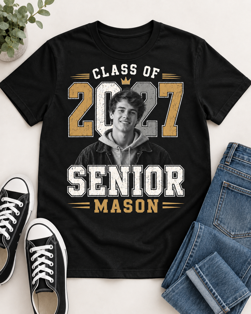 Personalized Senior 2027 Custom Photo Shirt | Graduation Tee