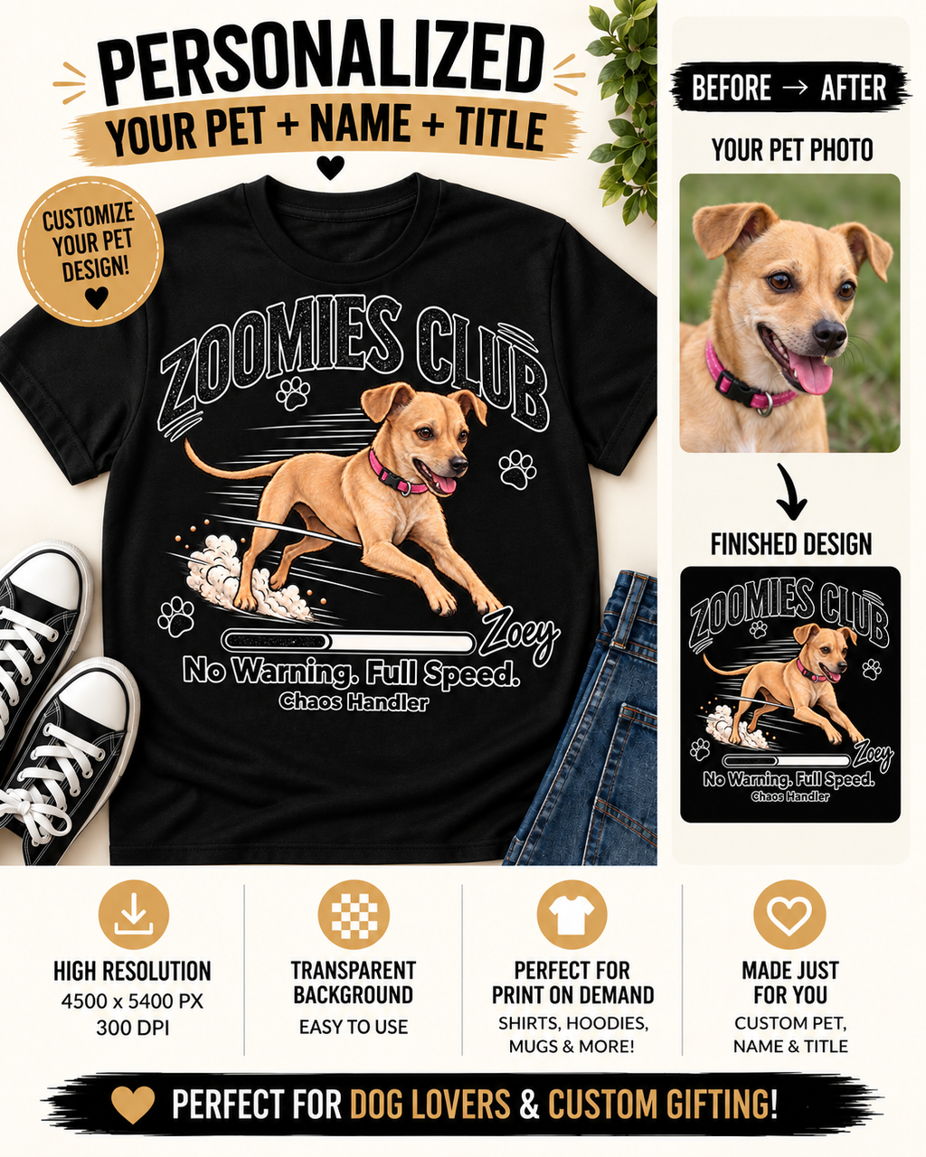 Personalized Zoomies Club Dog Shirt | Custom Pet Tee