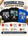 Custom Baseball Player Big Head Shirt | Personalized Baseball Graphic Tee