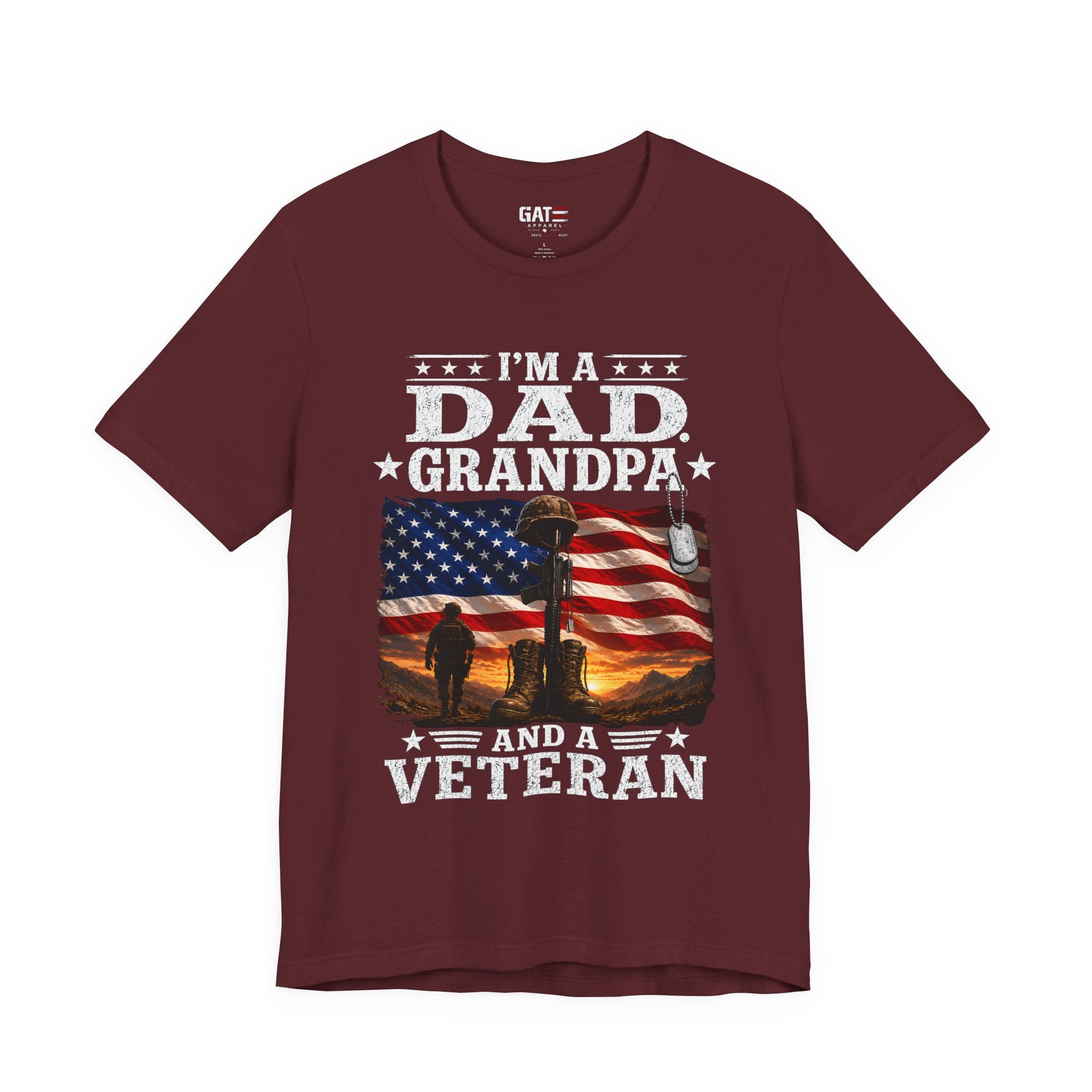Veteran Grandpa Shirt, I'm A Dad Grandpa And A Veteran Tee, Military Father Gift, Patriotic USA Flag Shirt for Veterans