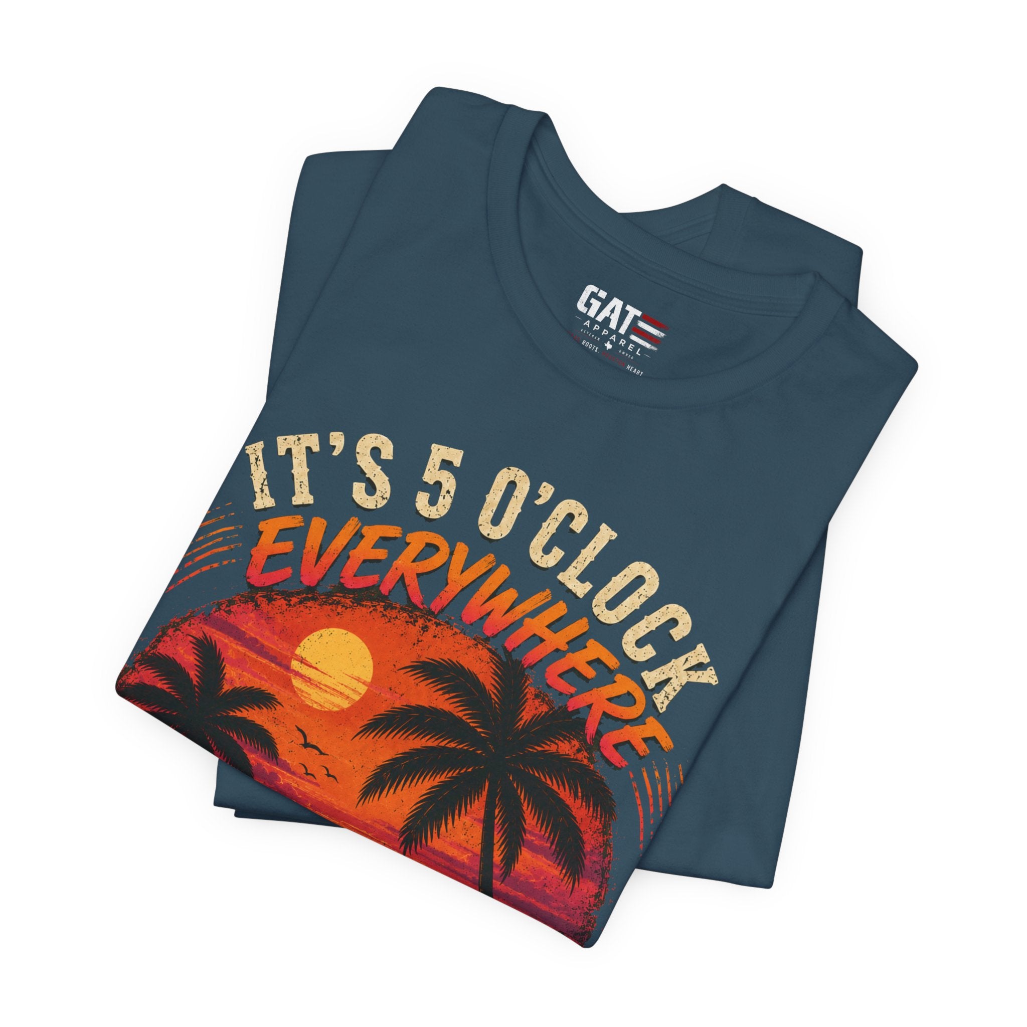 Retired Paradise T-Shirt - "It's 5 O'Clock Everywhere" Sunset Beach Tee