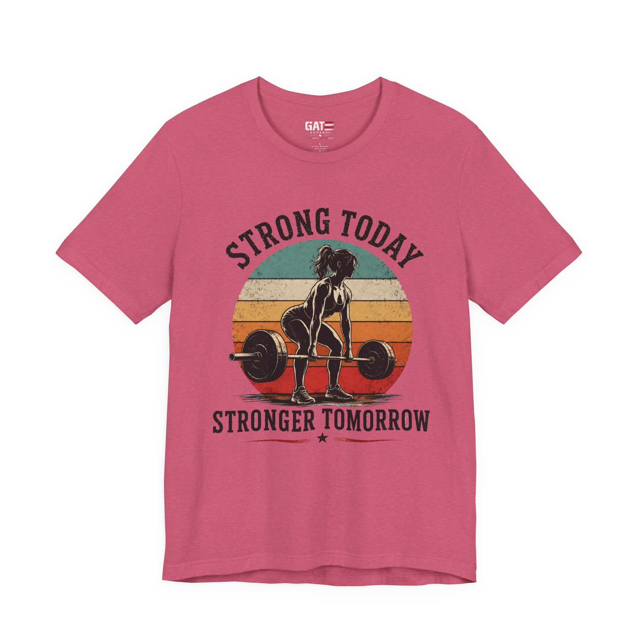 Strong Today Stronger Tomorrow Shirt, Women's Gym Shirt, Retro Weightlifting Tee, Fitness Gift for Women
