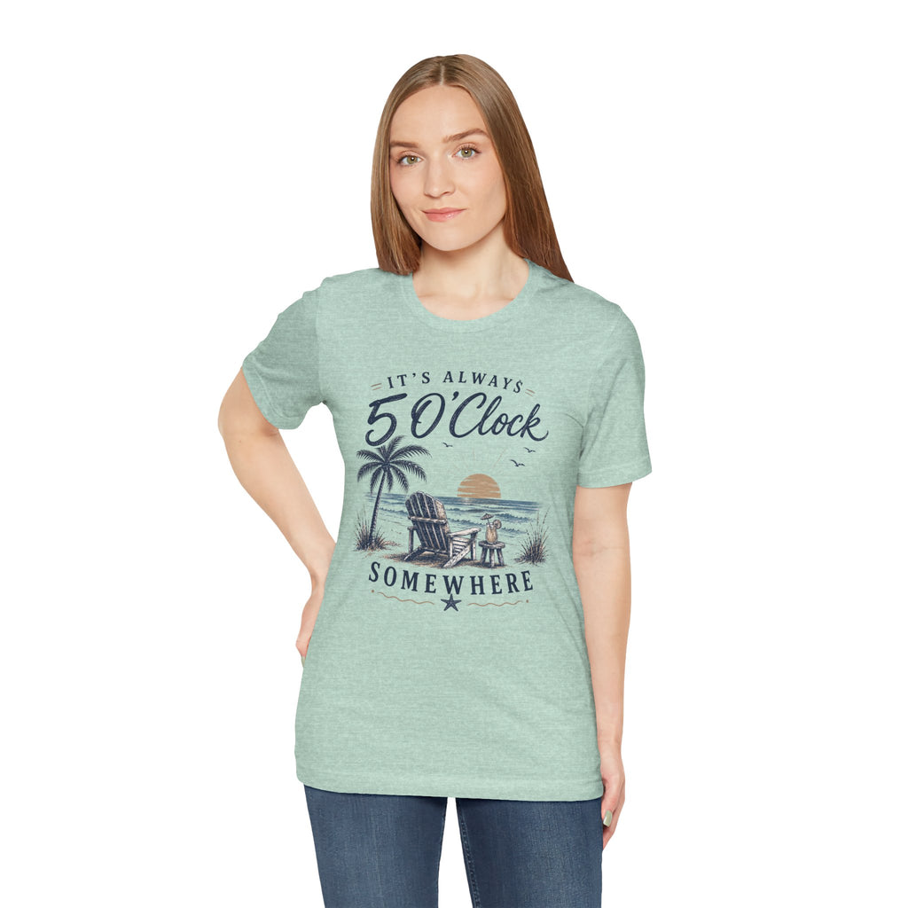 5 O'Clock Somewhere Beach T-Shirt