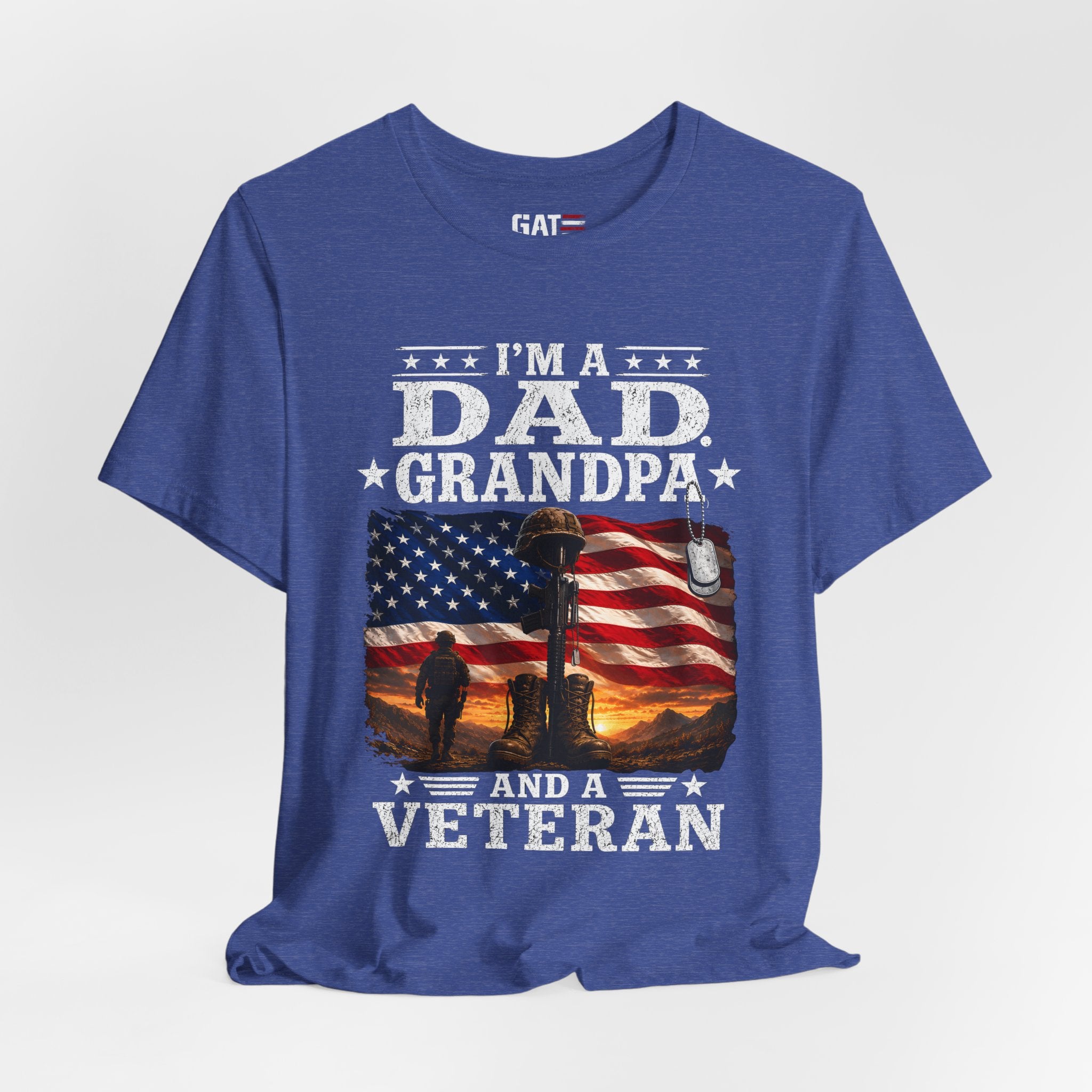Veteran Grandpa Shirt, I'm A Dad Grandpa And A Veteran Tee, Military Father Gift, Patriotic USA Flag Shirt for Veterans
