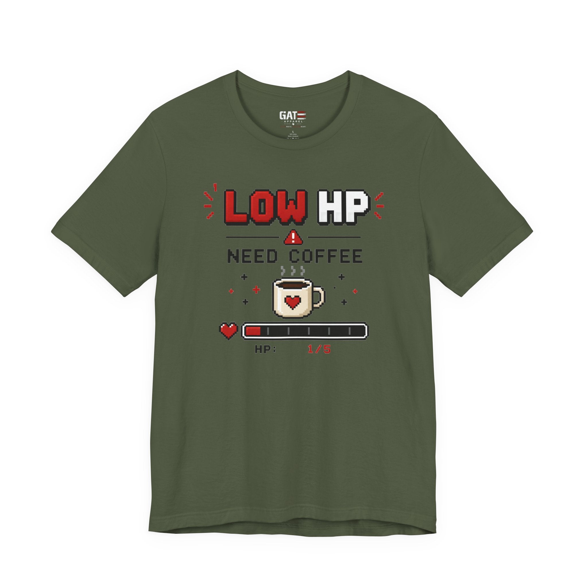 Funny Coffee Lover Shirt, Gamer Coffee Tee, Retro Pixel Art Shirt, Caffeine Addict Gift, Gaming T-Shirt