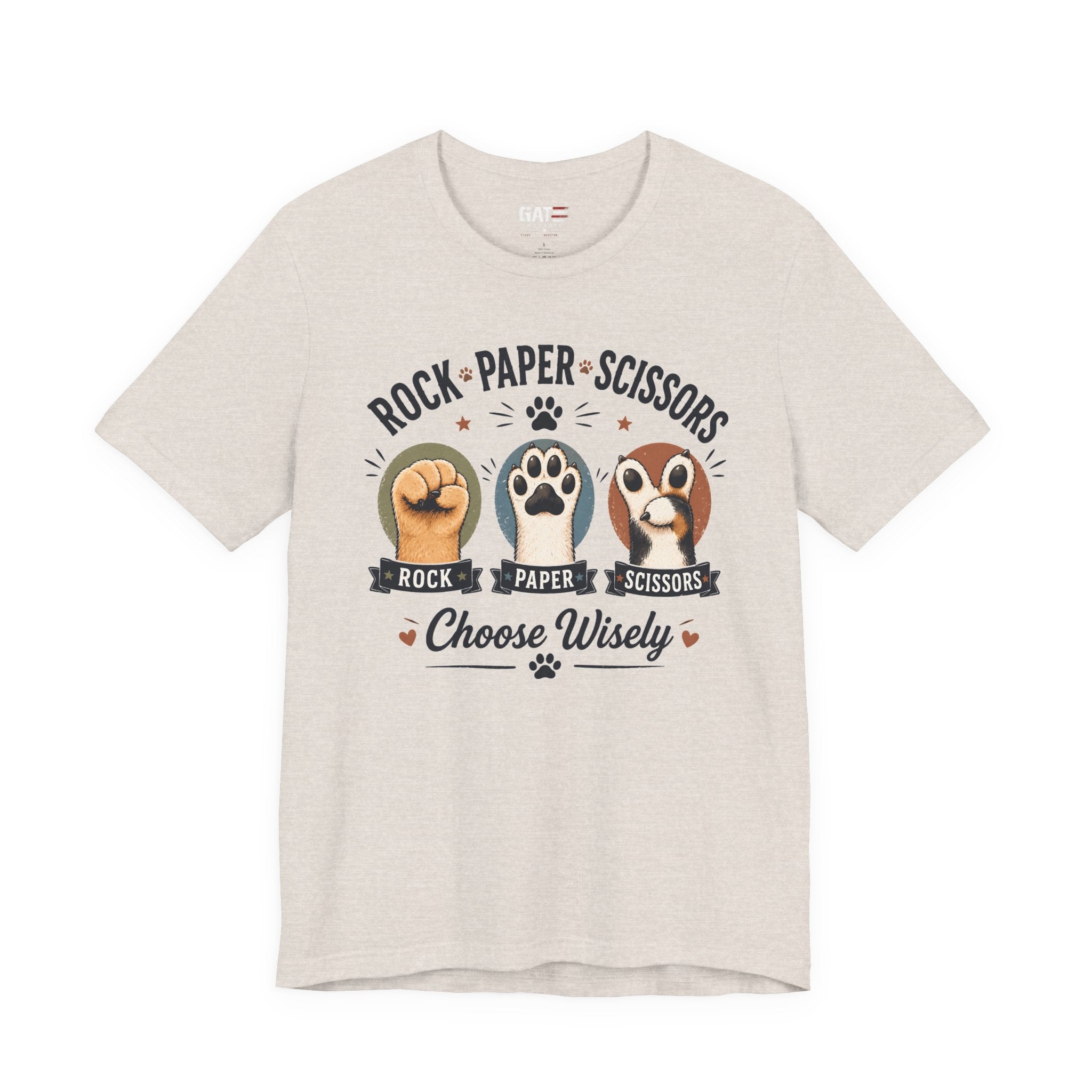Rock Paper Scissors Cat Shirt, Funny Cat Lover Tee, Cat Paw Graphic Shirt, Cute Pet Mom Gift, Choose Wisely Cat Tee, Cat Dad Shirt