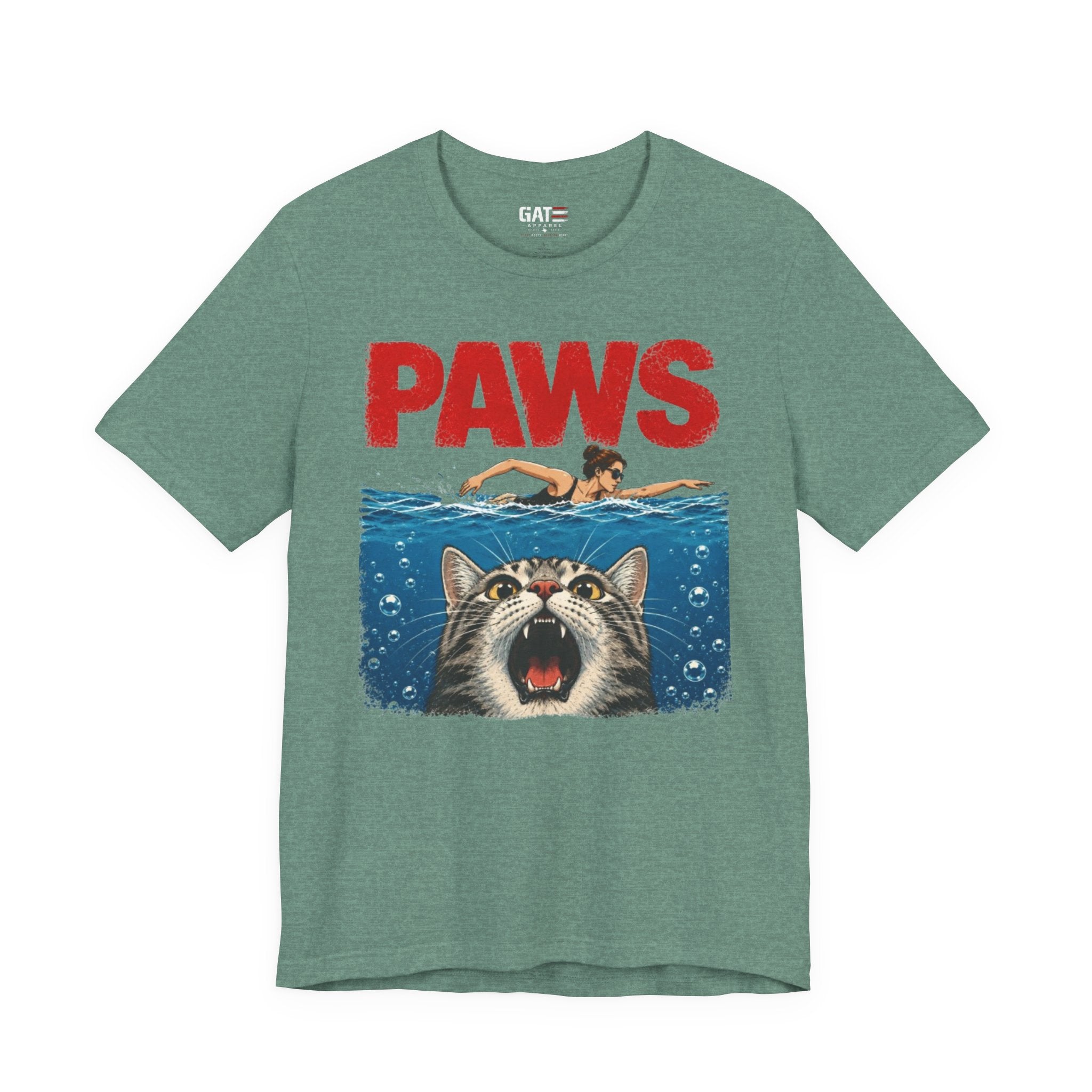 Paws Movie Parody T-Shirt — Retro Horror Cat Graphic Tee