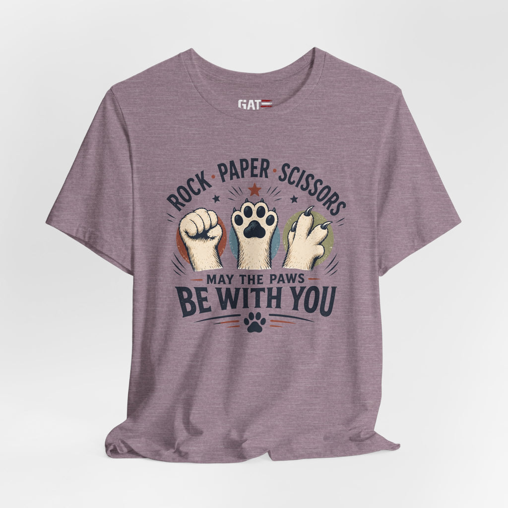 Rock Paper Scissors Cat Shirt, May The Paws Be With You Tee, Funny Cat Lover Gift, Cute Pet Paw Graphic Tee, Cat Mom Dad Shirt