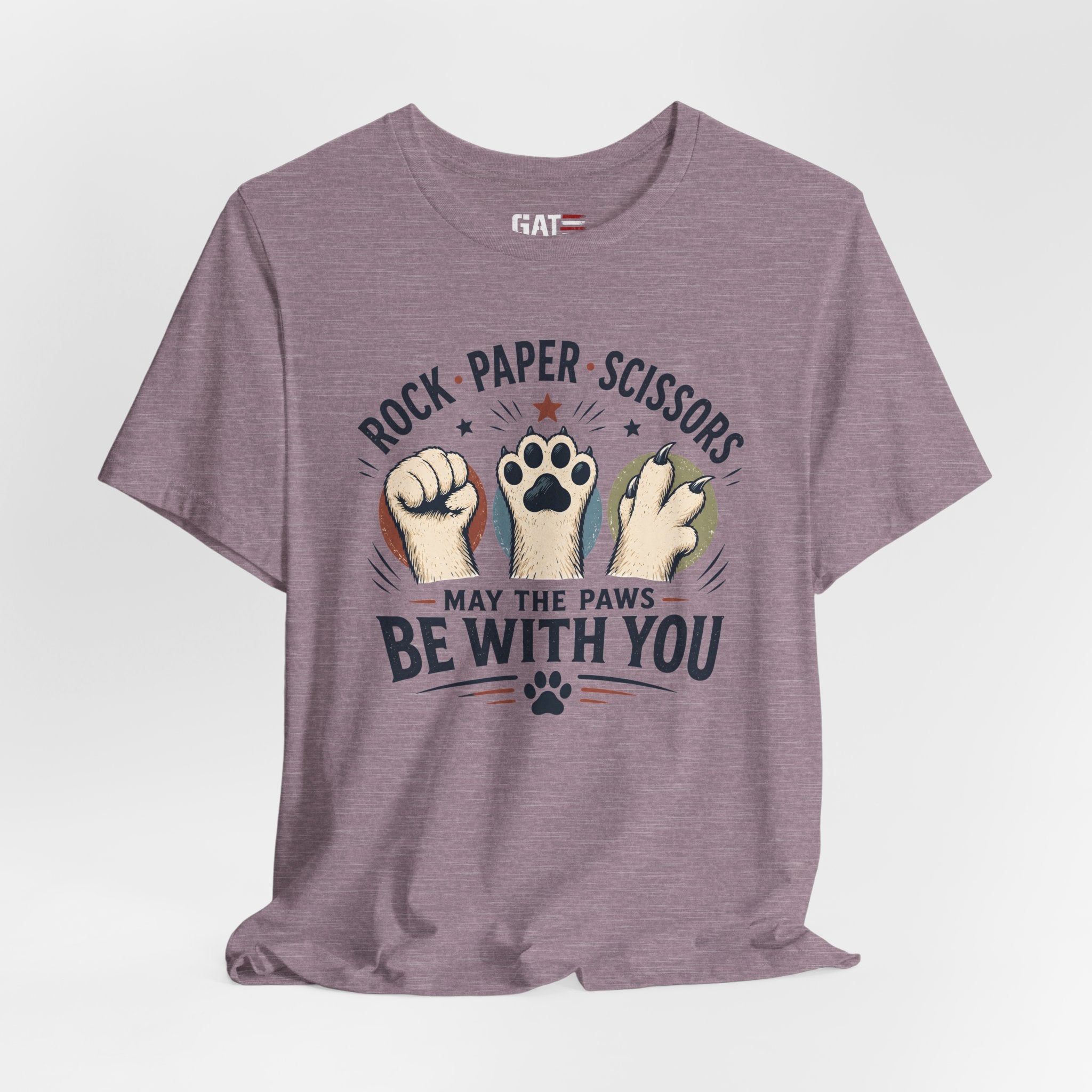 Rock Paper Scissors Cat Shirt, May The Paws Be With You Tee, Funny Cat Lover Gift, Cute Pet Paw Graphic Tee, Cat Mom Dad Shirt