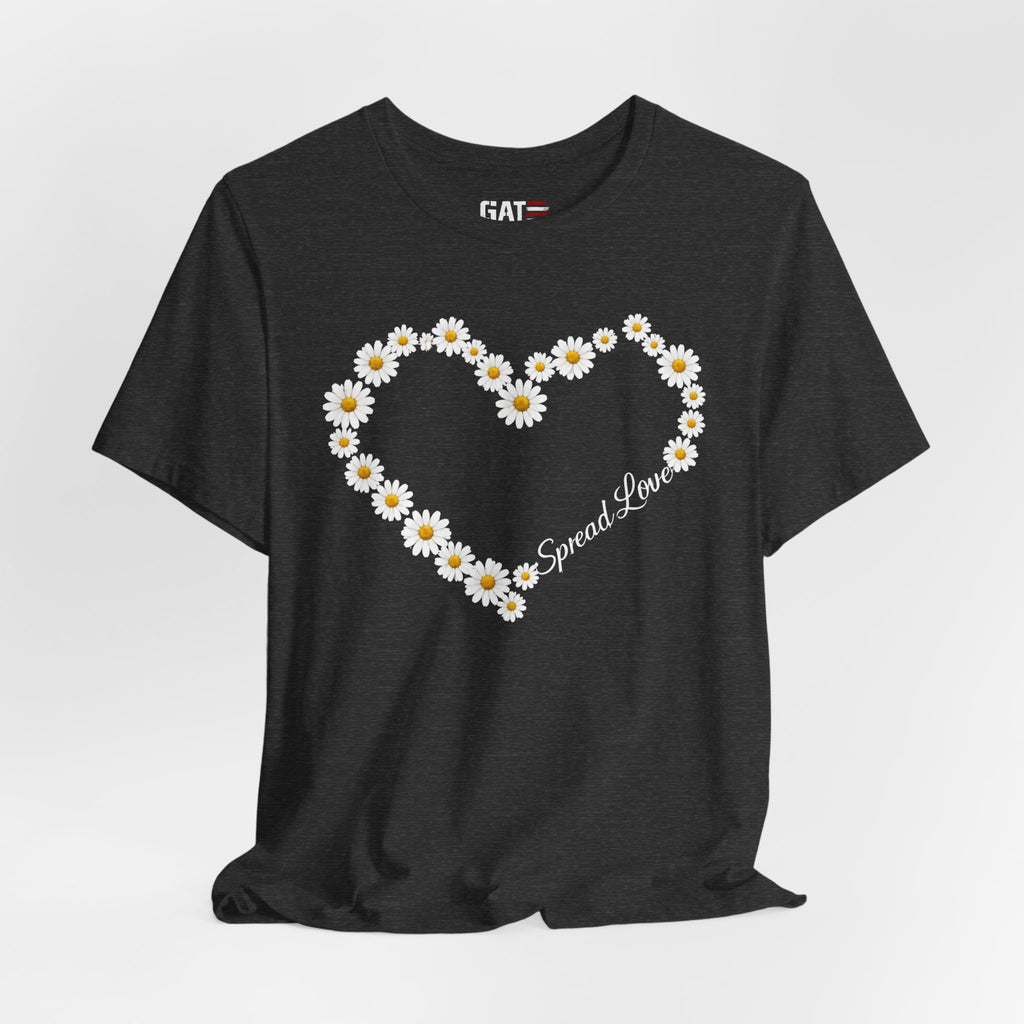 Daisy Heart Tee — "Spread Love" Floral Graphic T-Shirt
